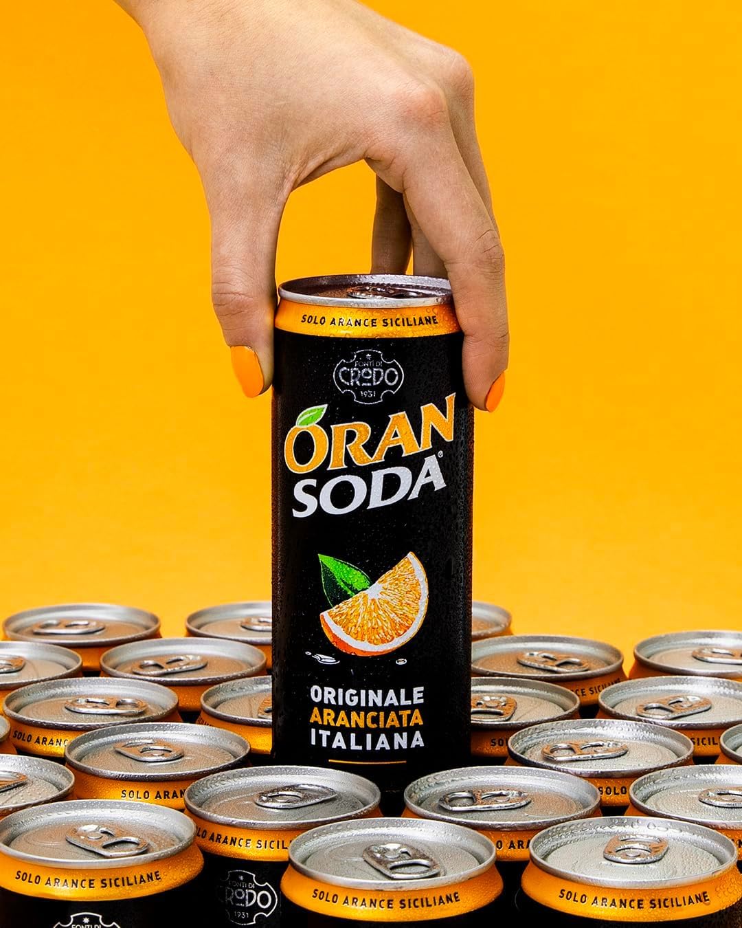 Italian Gourmet Aranciata Limonata Italiana Orangenlimonade 48 x 33cl Dosen | Bibita frizzante all'arancia, gusto dolce agrumato; sprudelnder Softdrink, Gesamtnettogewicht 15,84 L + Kostenlos Polpa 400g