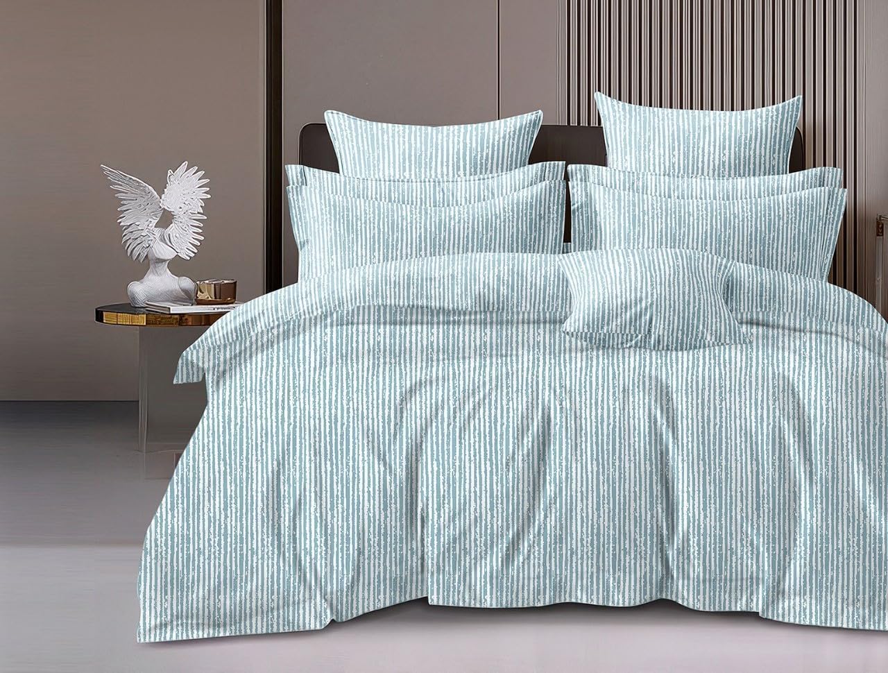 morado Single Bed Glace Cotton Checkered Quilt Cover/Duvet Cover/Rajai Cover/Blanket Cover for Winter with Zipper Closer (60x90 Inches, Pink) (Sky Blue)-picture-4