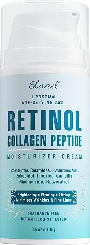 Ebanel Crema hidratante facial con 2.5% de retinol con péptidos, vitamina C, ácido hialurónico, crema de noche antienvejecimiento y arrugas, crema