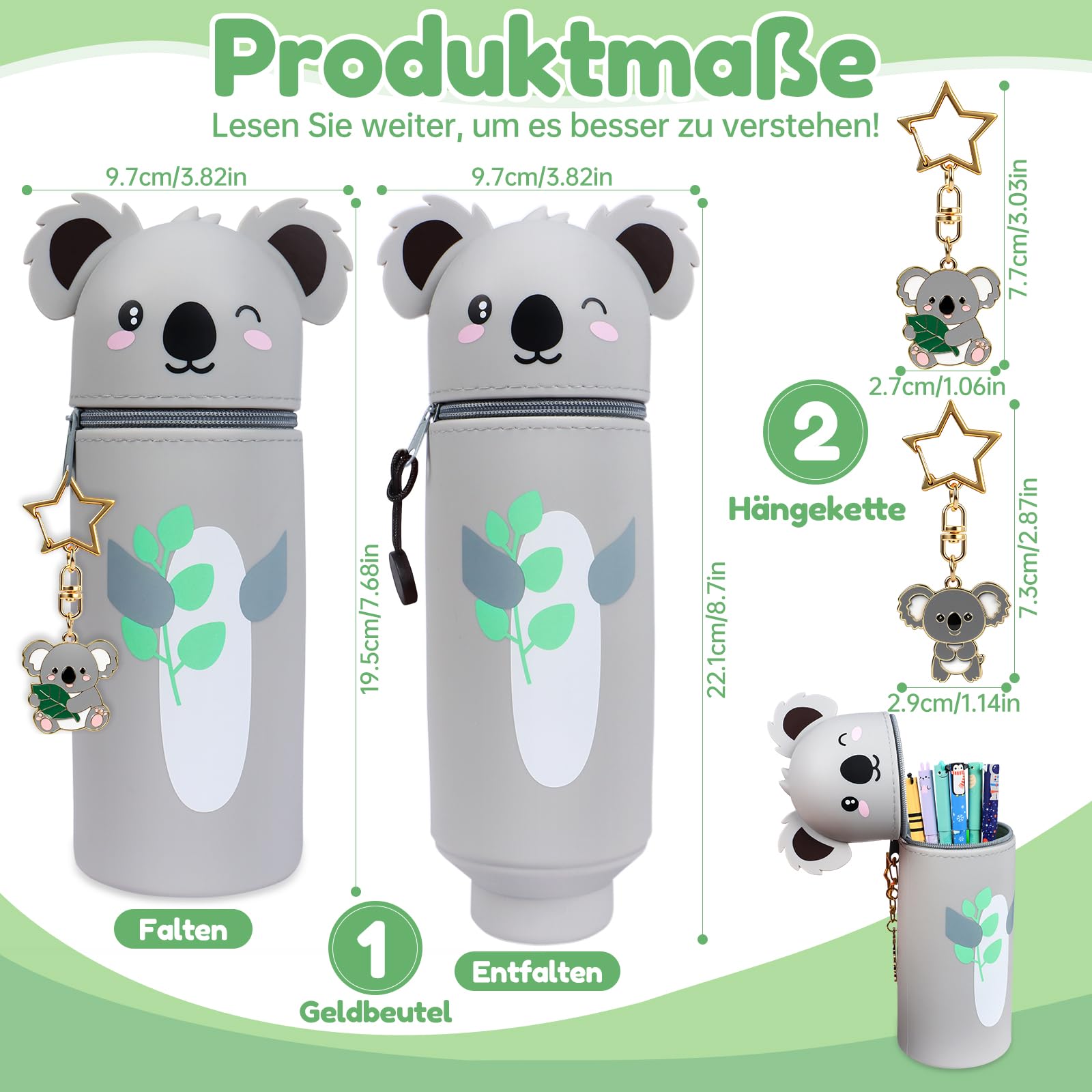 Trousse souple 2 en 1 en silicone Kawaii Orange Koala