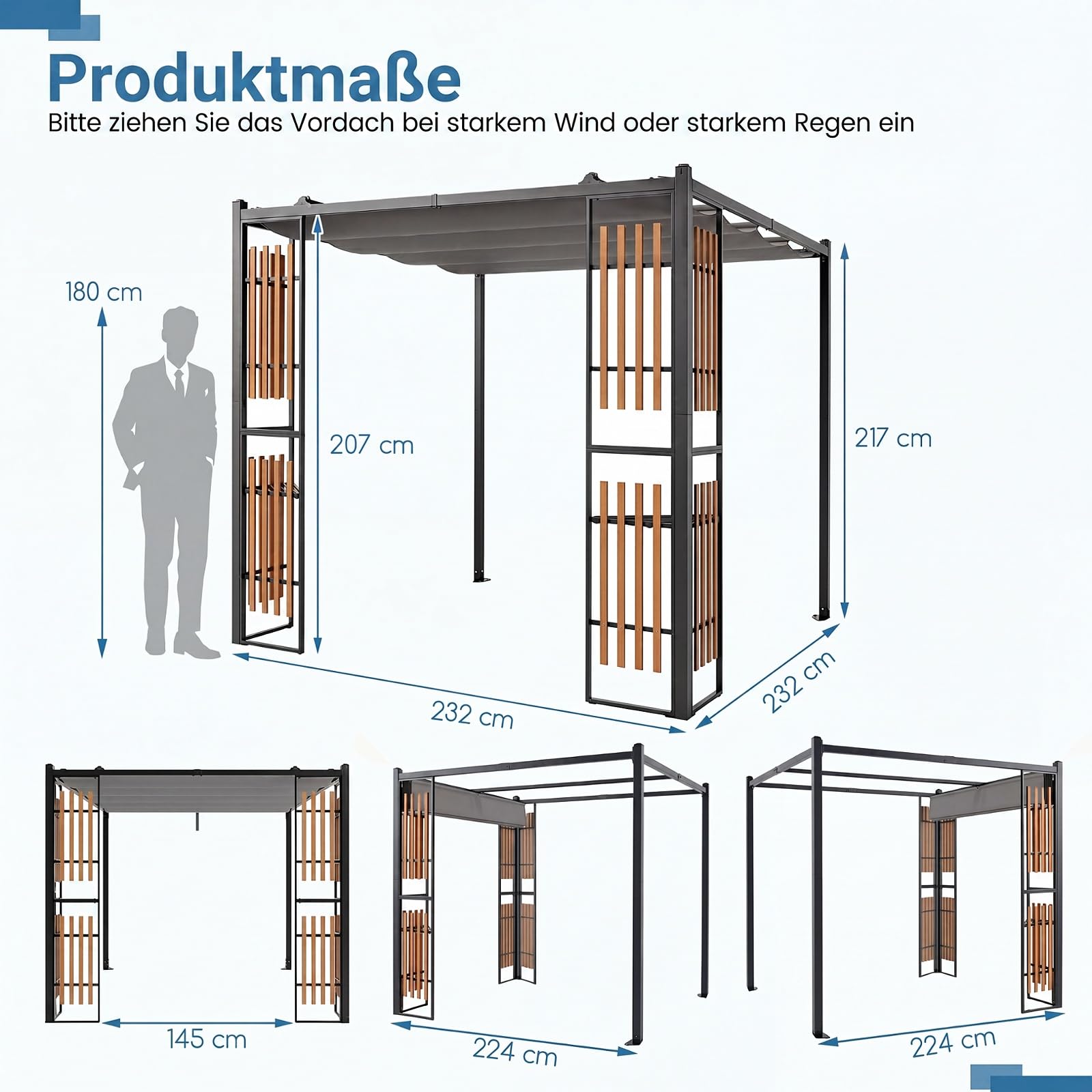COSTWAY Pergola 2,3 x 2,3 m zadaszenie tarasu