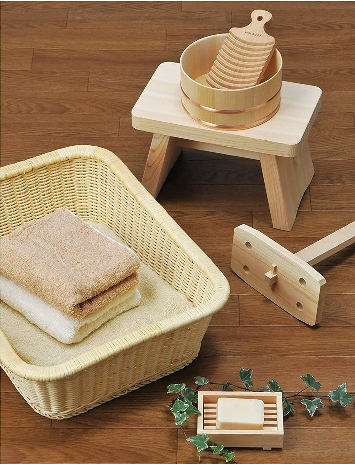 Tabouret de bain japonais Hinoki - Hauteur : 25 cm - Fabriqué au Japon
