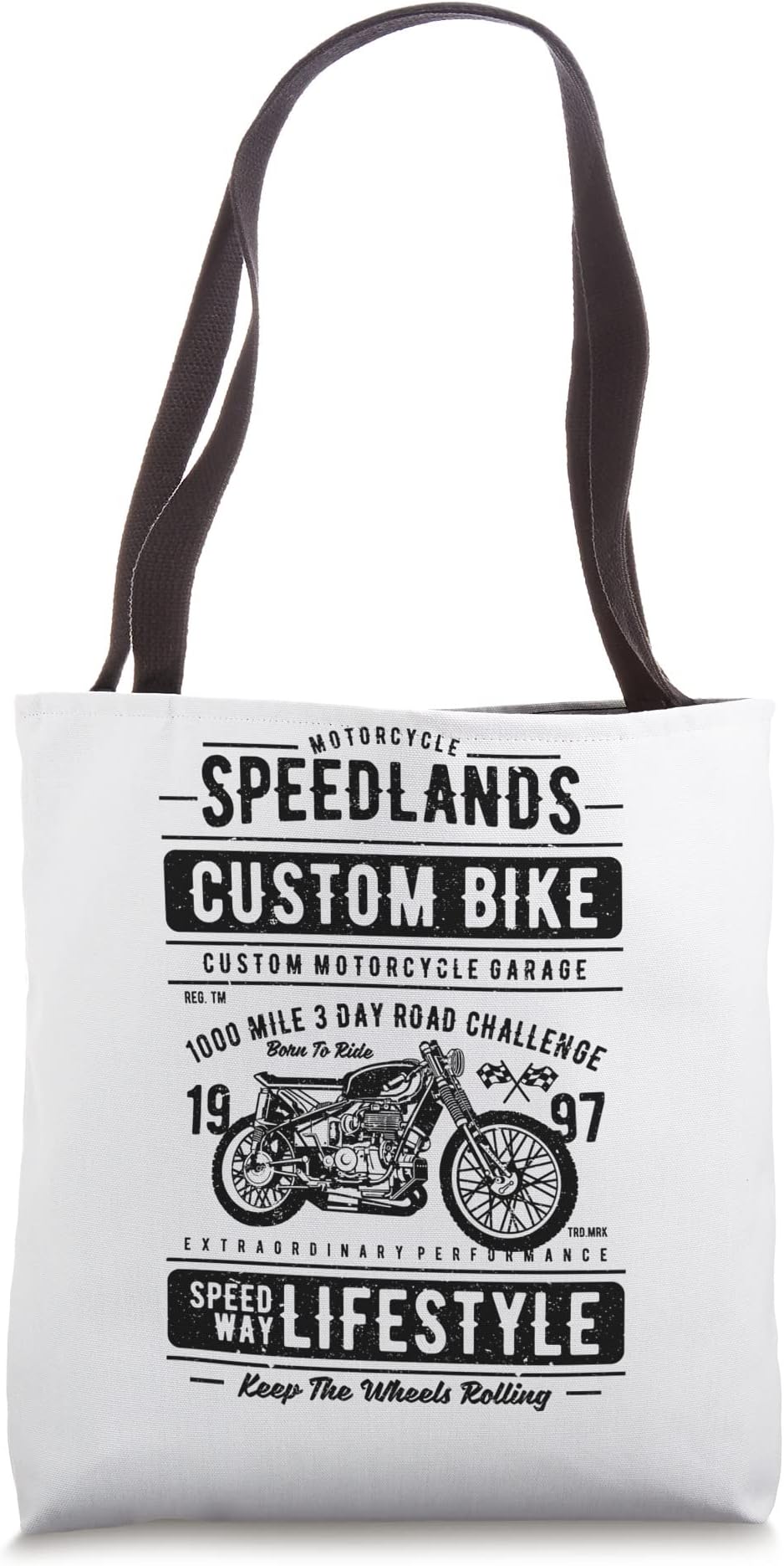 Motorcycles Speedlands Custom Bike Caferace Vintage Style Tote Bag