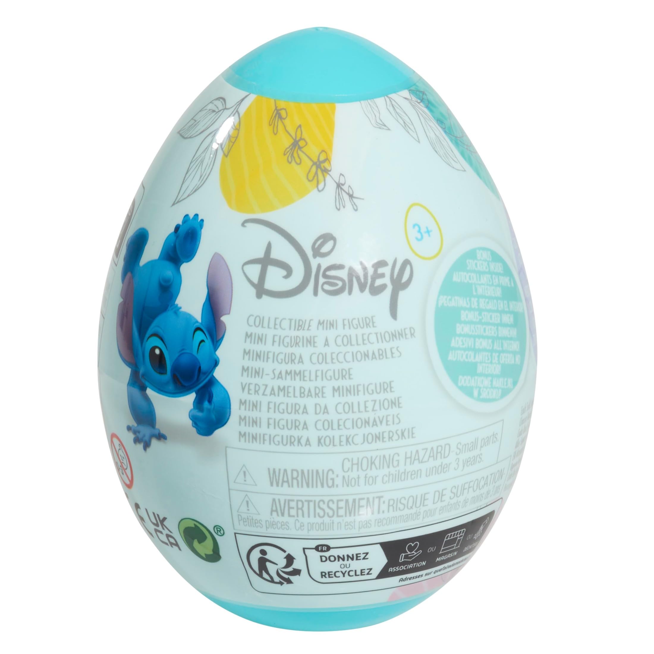 CARTOON Mini Oeuf Surprise Stitch - 5 Pièces Avec Accessoires De Papeterie - Kit Créatif Dès 3 Ans - 7x7x10 Cm