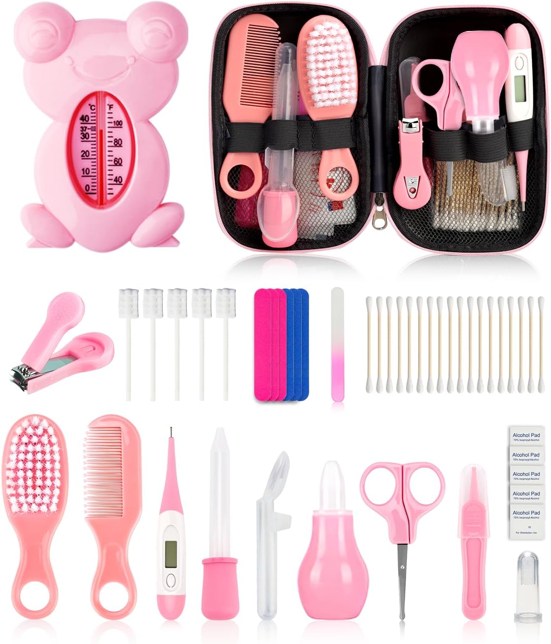 Baby Grooming and Healthcare Kit, Portable Baby Safety Care Set with Hair Brush Comb Nail Clipper Nasal Aspirator for Nursery Newborn Infant Girl Boy (20 in 1 Pink) Baby Grooming and Healthcare Kit, Portable Baby Safety Care Set with Hair Brush Comb Nail Clipper Nasal Aspirator for Nursery Newborn Infant Girl Boy (20 in 1 Pink)