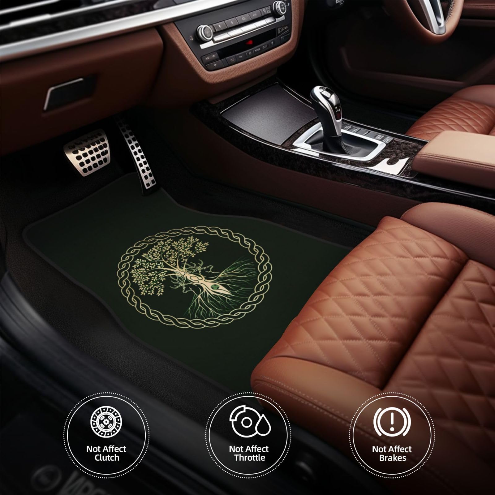 CifepraK Norse Viking Goddess Wiccan Wicca Pagan Car Floor Mats for Trucks, SUVs, Vans, 4 Pieces Front & Rear Full Set Vehicle Floor Carpets Non Slip Car Accessories