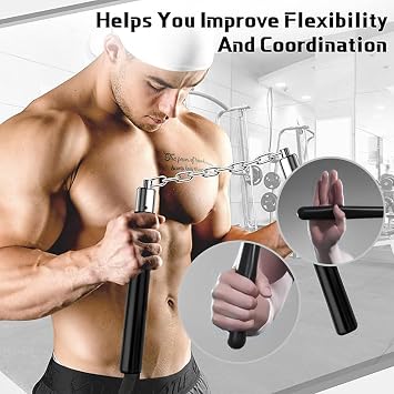 1 PCS Nunchucks Safe Solid Rubber Training Nunchucks with Steel Chain Practice Nunchucks for Adults and Professionals Perform,Suitable for Exercise,Practice, Training(Black)