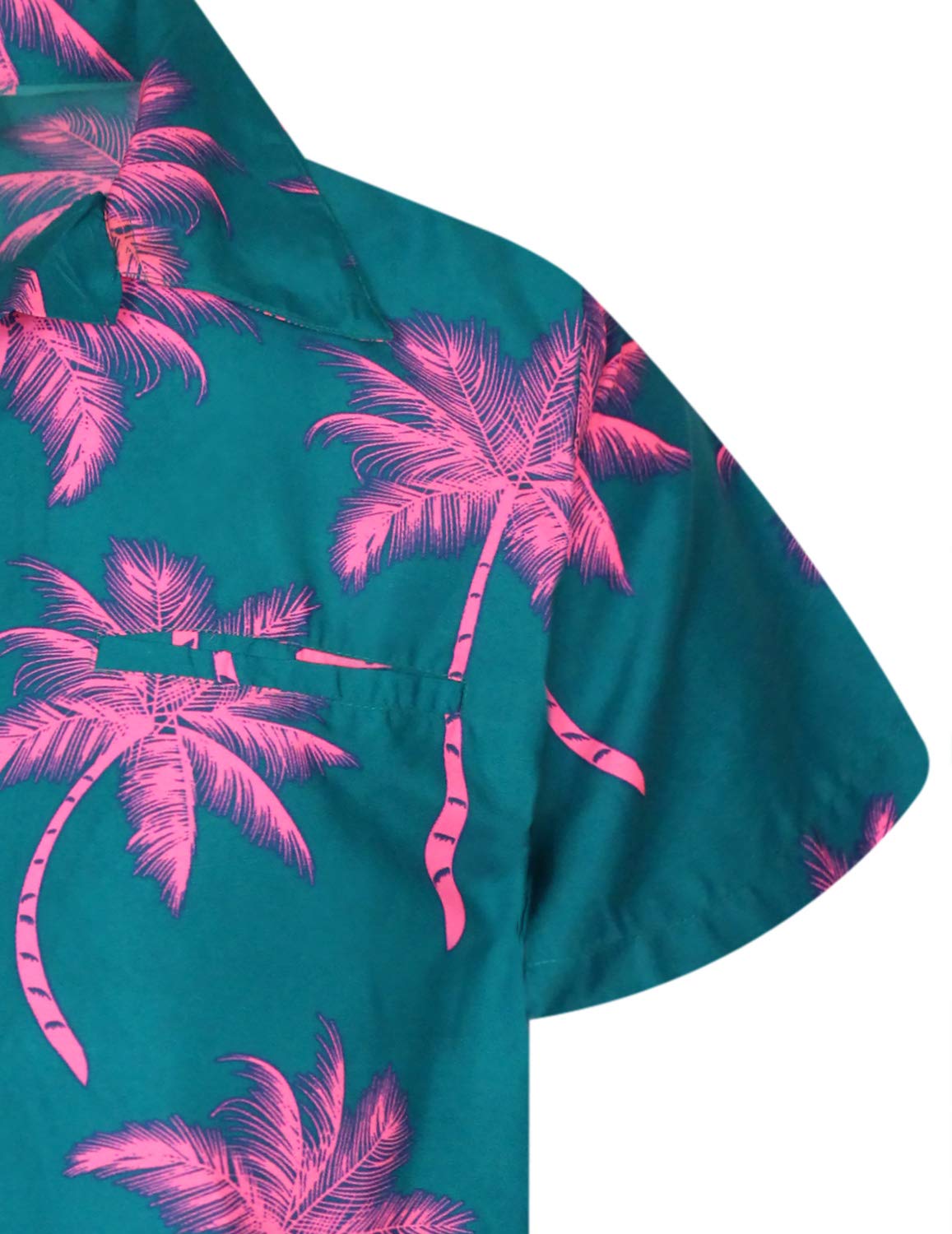 KING KAMEHA Men's Hawaiian Shirt - Palm Print Short Sleeve Vacation Shirt