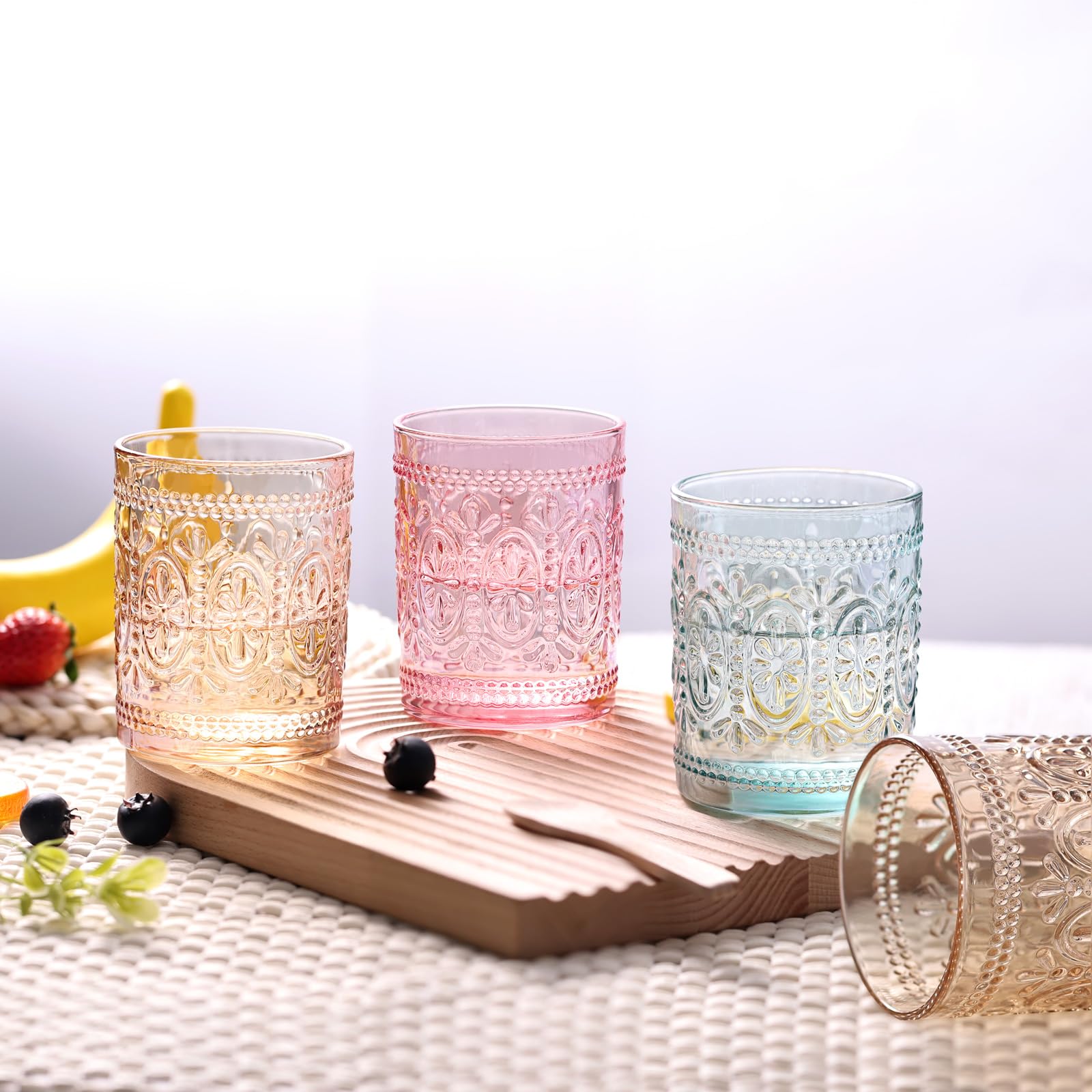 abrwyy Juego de 4 vasos de vidrio ámbar, cristalería vintage de 10 onzas