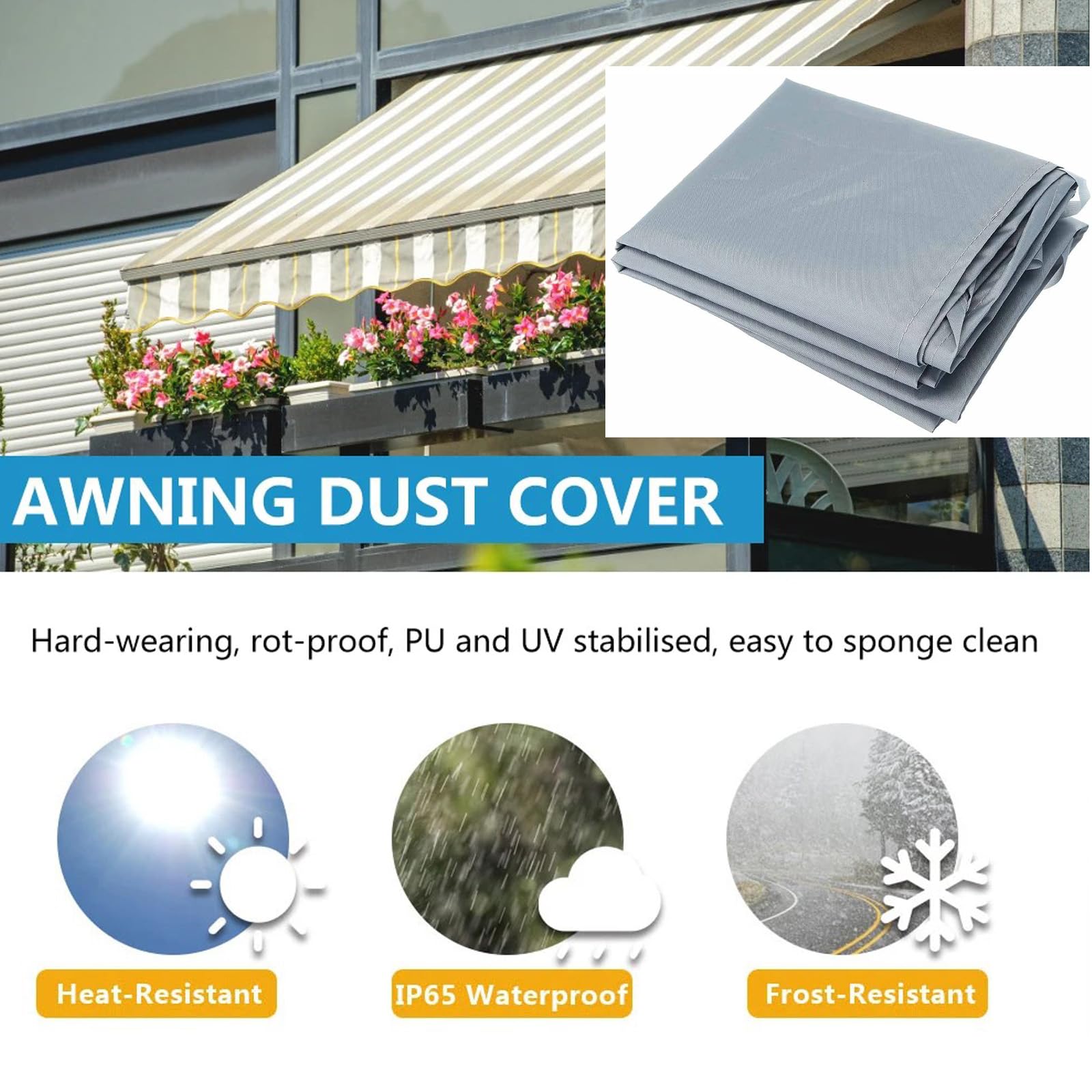 Copertura per Tenda da Sole, Tettoia di Protezione Retrattile, Copertura Protettiva per Riparo, in Tessuto di Poliestere Impermeabile Resistente, Larghezza 5 m, per Esterni, Giardino, Patio, Borsa