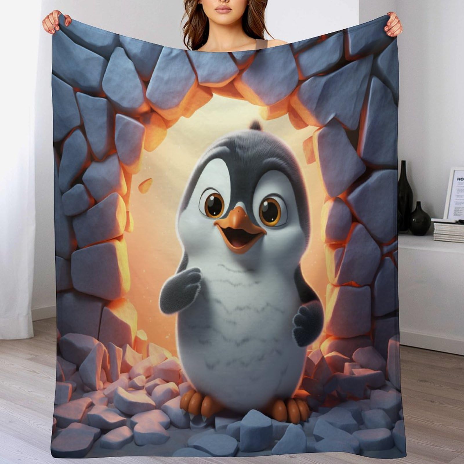 Couverture pingouin douce et respirante pour vos soirées canapé
