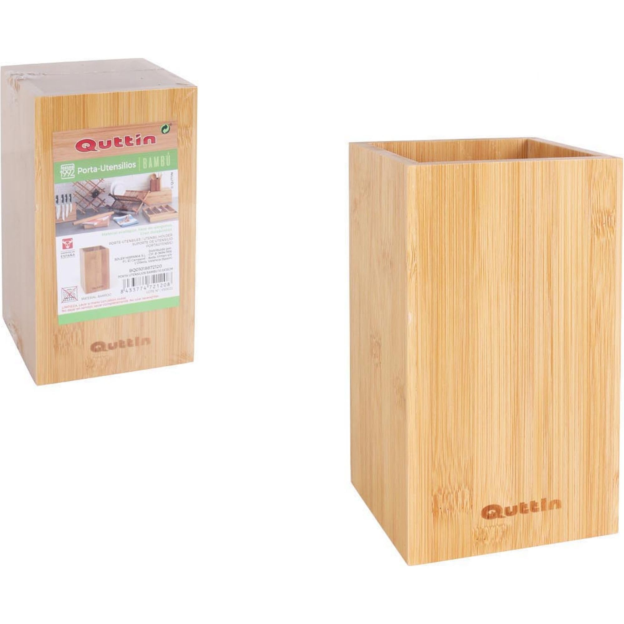 DKD Home Decor Butelka na Naczynia Kuchenne Quttin Bambusowy Naturalny (10,5 x 10,5 x 18 cm)
