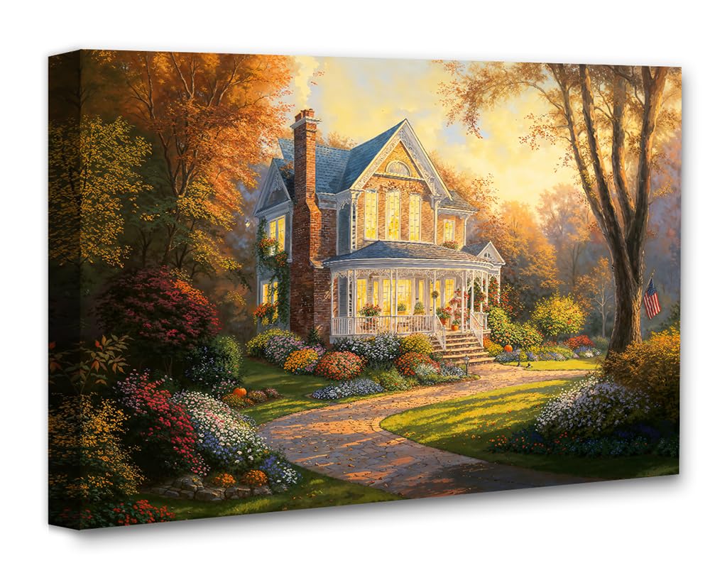 Amazon.com: Crisp Fall Morning Victorian House - 28x36 Unframed