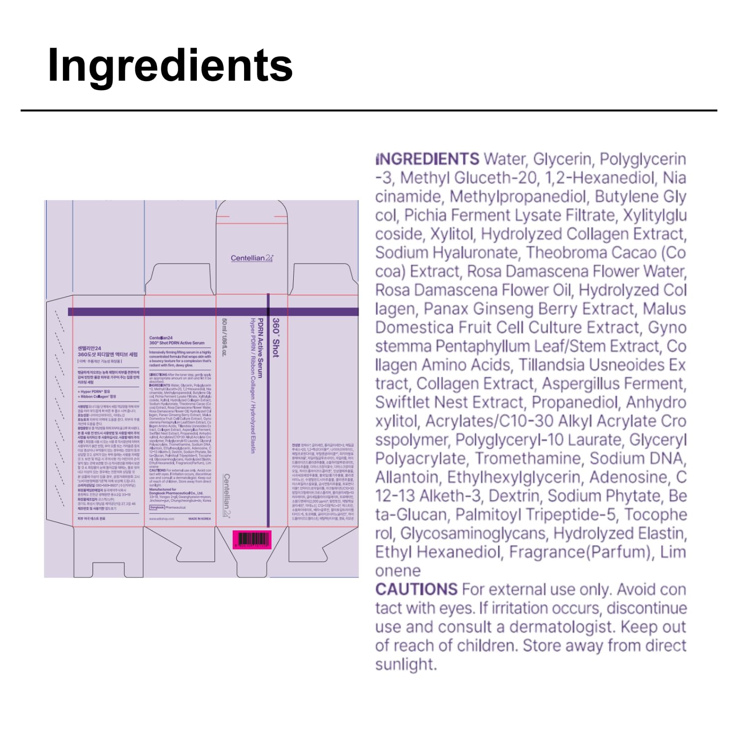 CENTELLIAN24 360º Shot PDRN Active Serum with Collagen & Hyaluronic Acid, 50ml