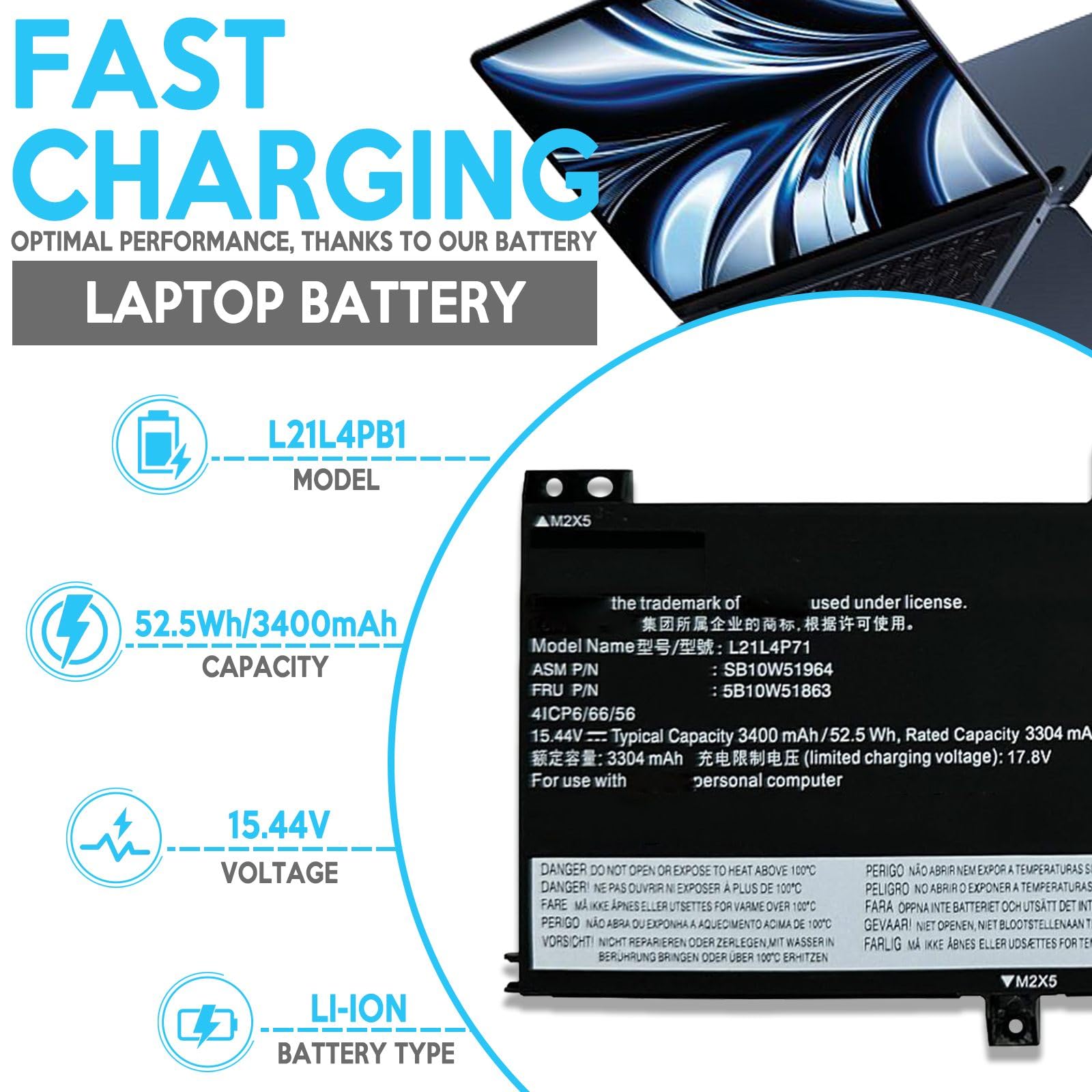 Amazon.com: EFOHANA L21L4P71 Laptop Battery Replacement for Lenovo