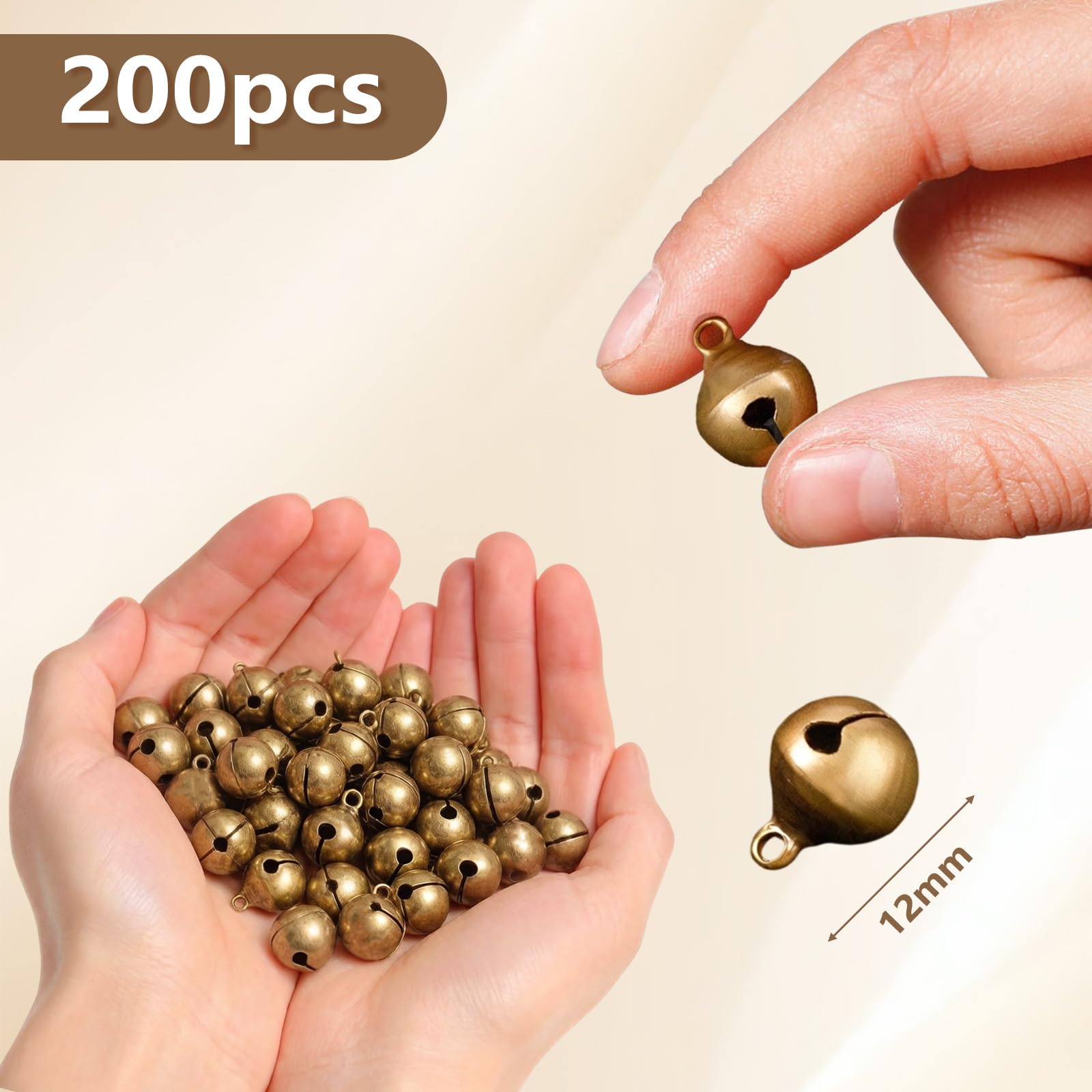 Cascabeles de Bronce Antiguo 12mm Campanas de Metal para Decoración Navideña y Collares Antipérdida Mascotas