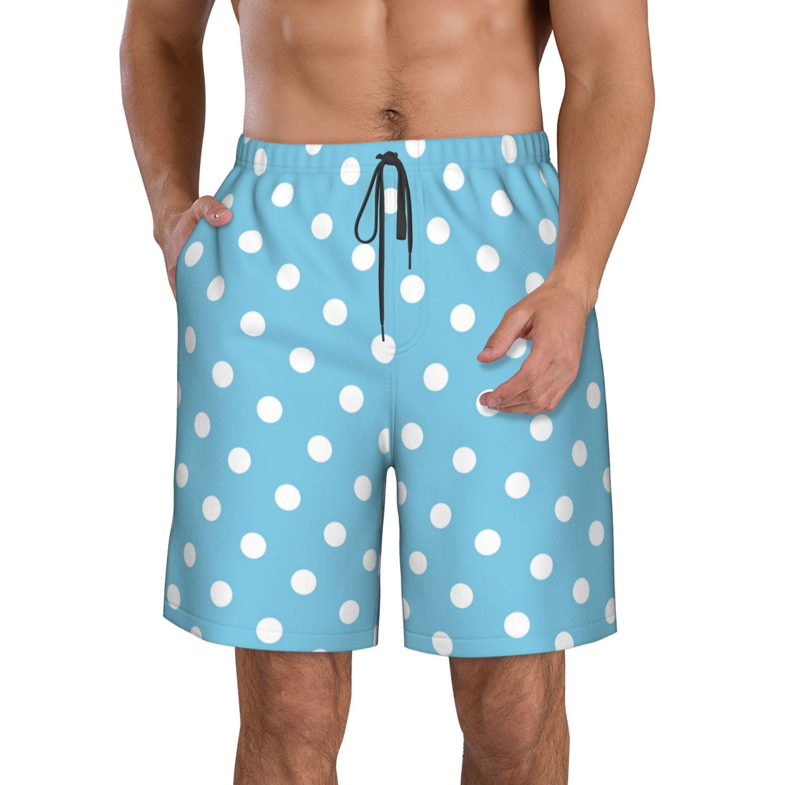 Amazon.co.jp: メンズ ビーチパンツ 水色 ブルー ドット柄 水玉