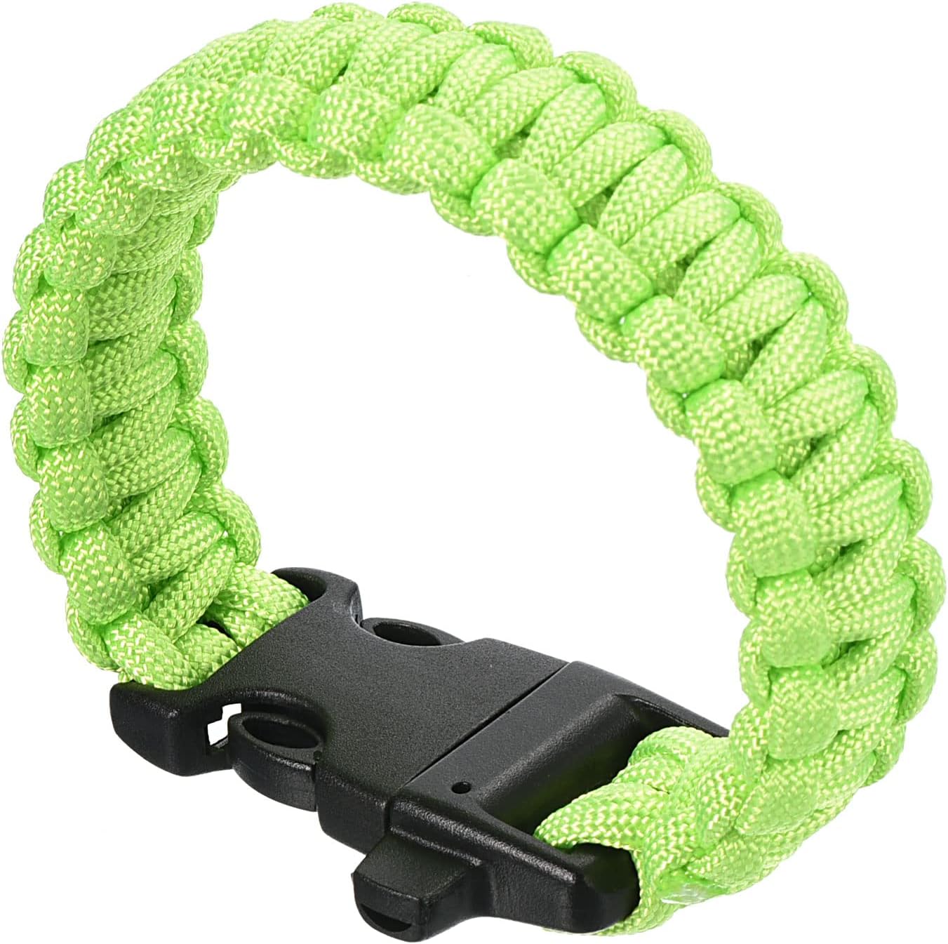 PATIKIL Survival Paracord Bracelets, Braided Parachute Bracelet with Plastic Buckle Party Favors Camping Gifts Outdoor Wraps for Men, Dark Green