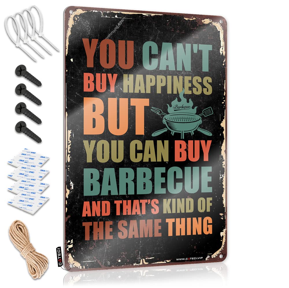 HELIOFORGE Tin Signs For Garage You Can'T Buy Happiness But Can Barbecue Sign Funny House Signs Sports Bar Decor(30X40CM)
