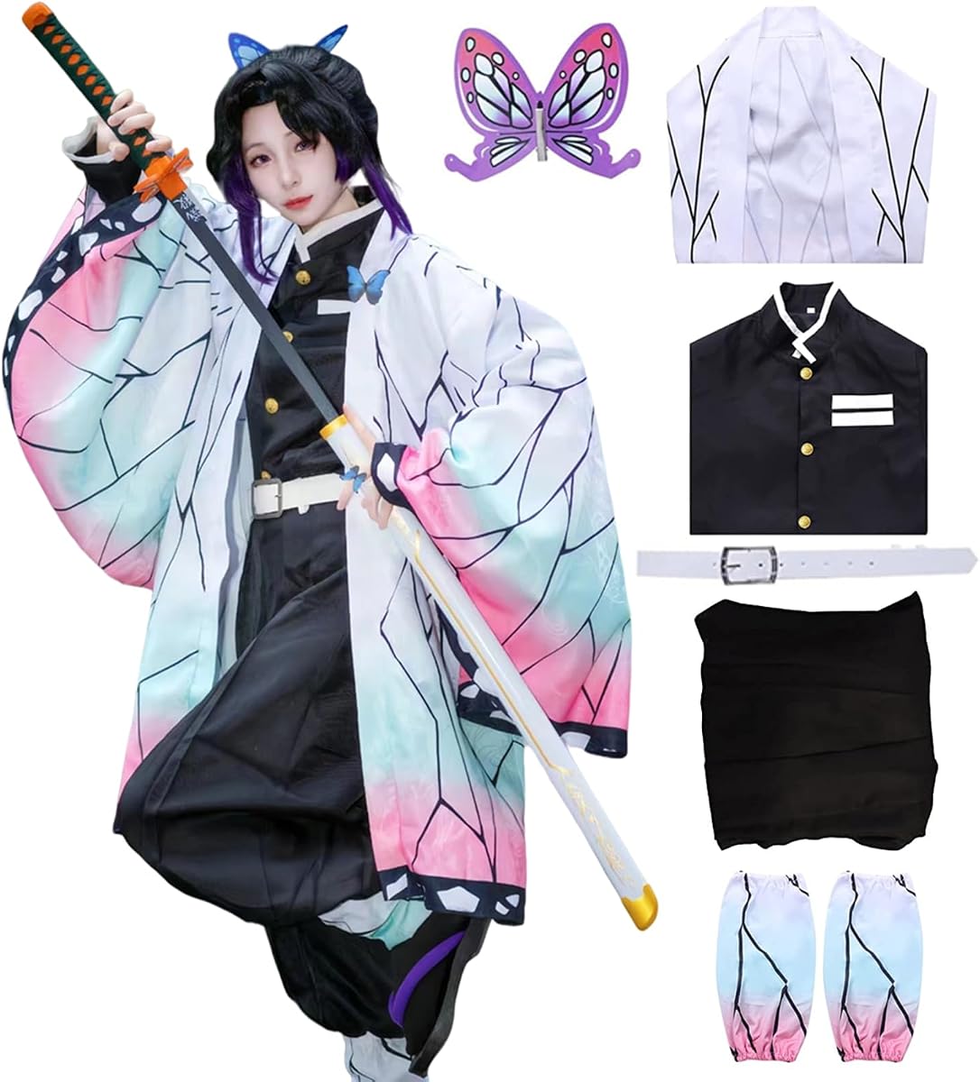 Disfraz de anime para cosplay para adultos, bata y capa de kimono de Halloween con peluca
