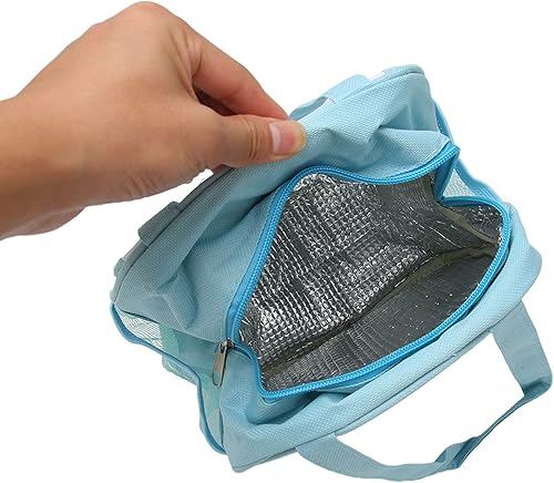 Miniatura 8 de Lonchera kawaii, bonitas bolsas de almuerzo de tela Oxford de poliuretano con asa para picnic (oveja azul)