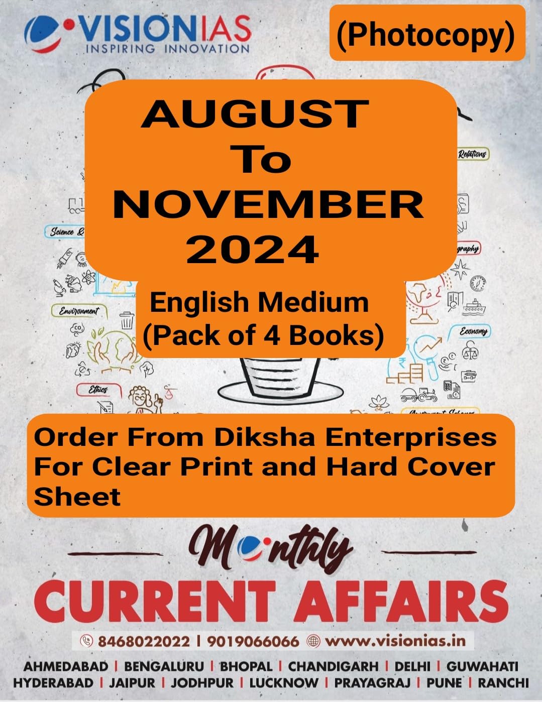 Vision IAS Current Affairs August to November 2024 English Medium Photocopy With Clear Print and Hard Cover Sheet