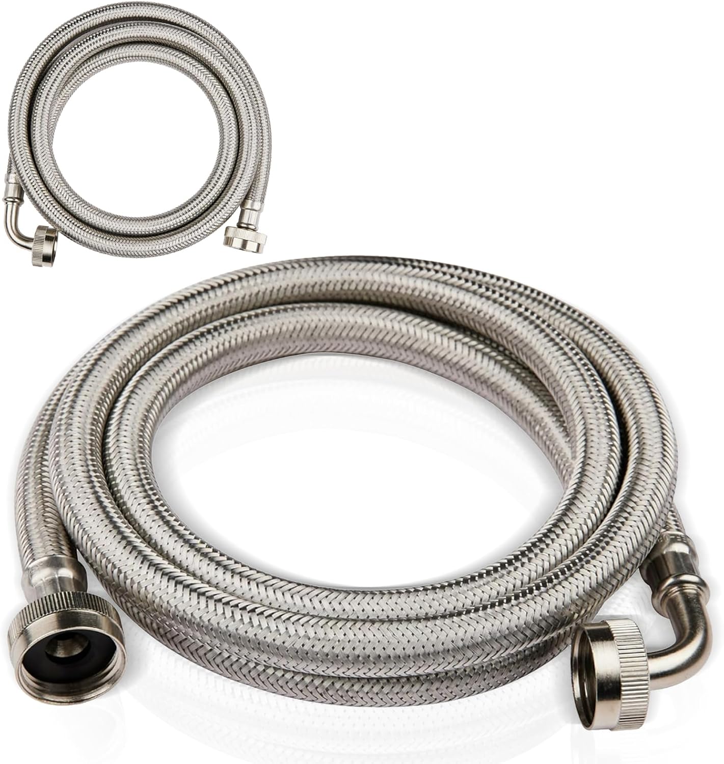 1-Pack HeSun 5 Ft Washing Machine Hose, 3/4" FHT Stainless Steel Washer Hose with 90 Degree Elbow(5 Ft)(HOSE022)
