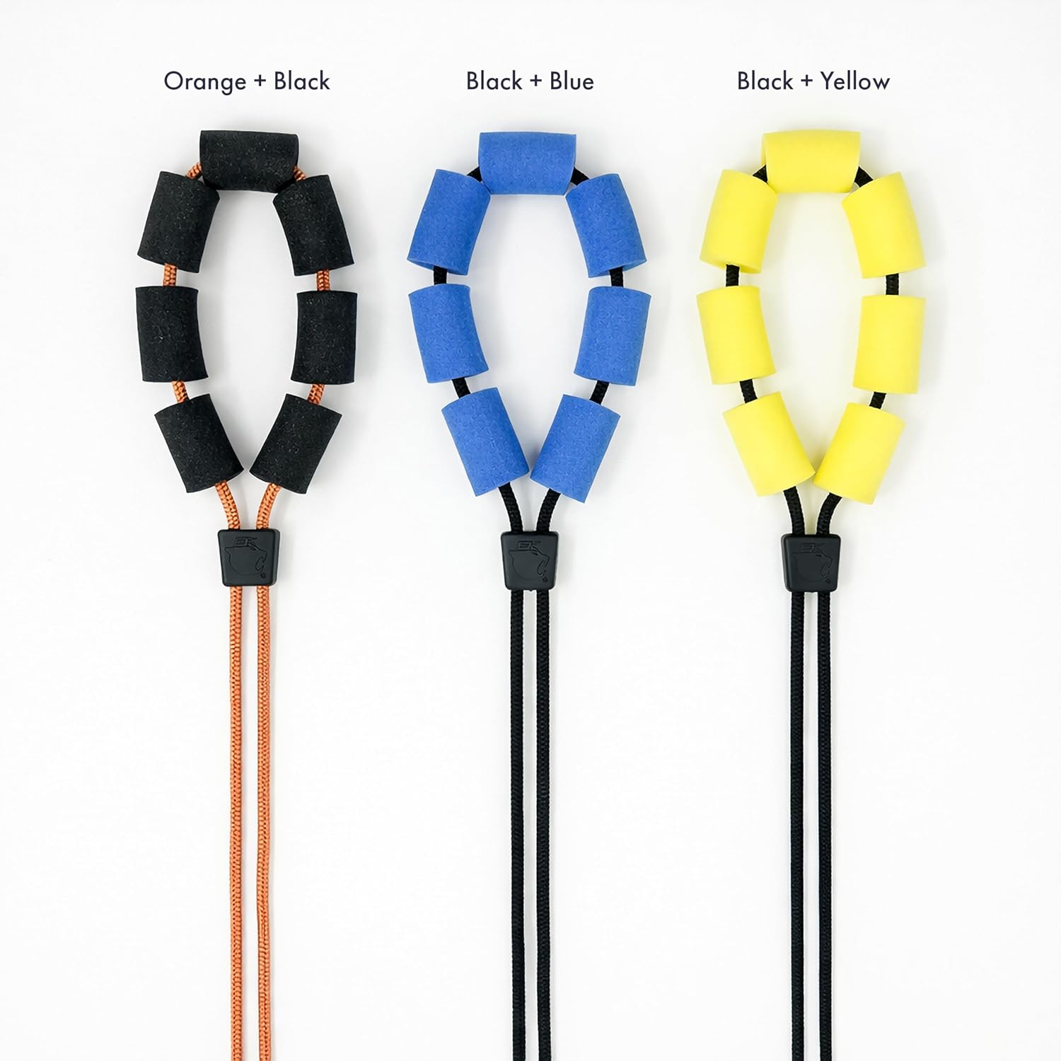 3‑Way Thin Barrel Float Cat Eyewear Retainer – Adjustable Floating Sunglass Strap Cord, Slim 3mm Rope (Black/Yellow)