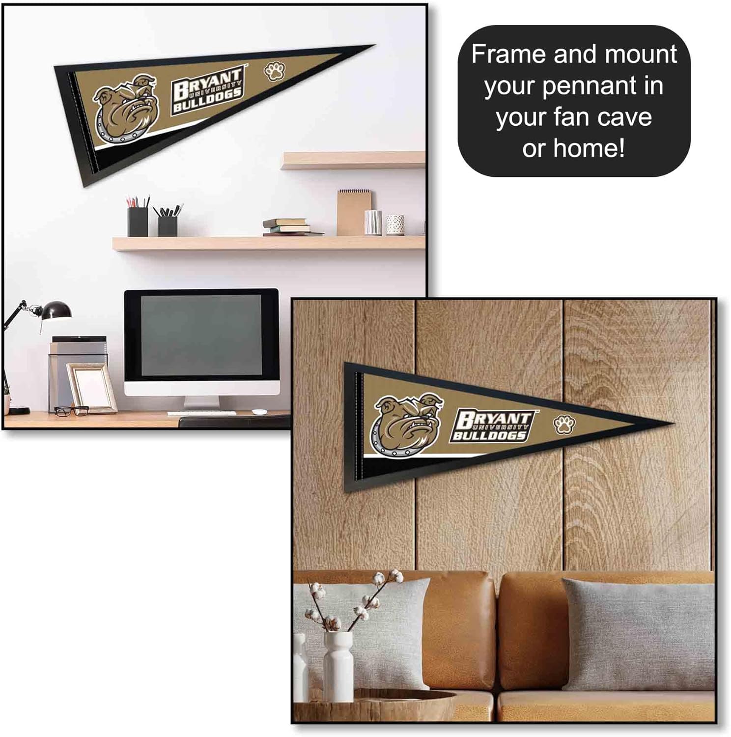 College Flags & Banners Co. Bryant Bulldogs Wordmark Pennant Flag - Image 4