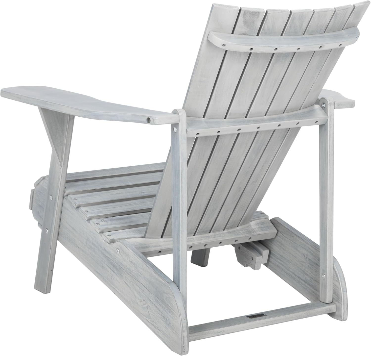 SAFAVIEH Outdoor Patio Furniture - Merlin Ash Grey Solid Wood Adirondack Chair with Retractable Footrest, 13" Seat Height, Acacia Wood for Deck, Patio, Backyard (PAT6760C)