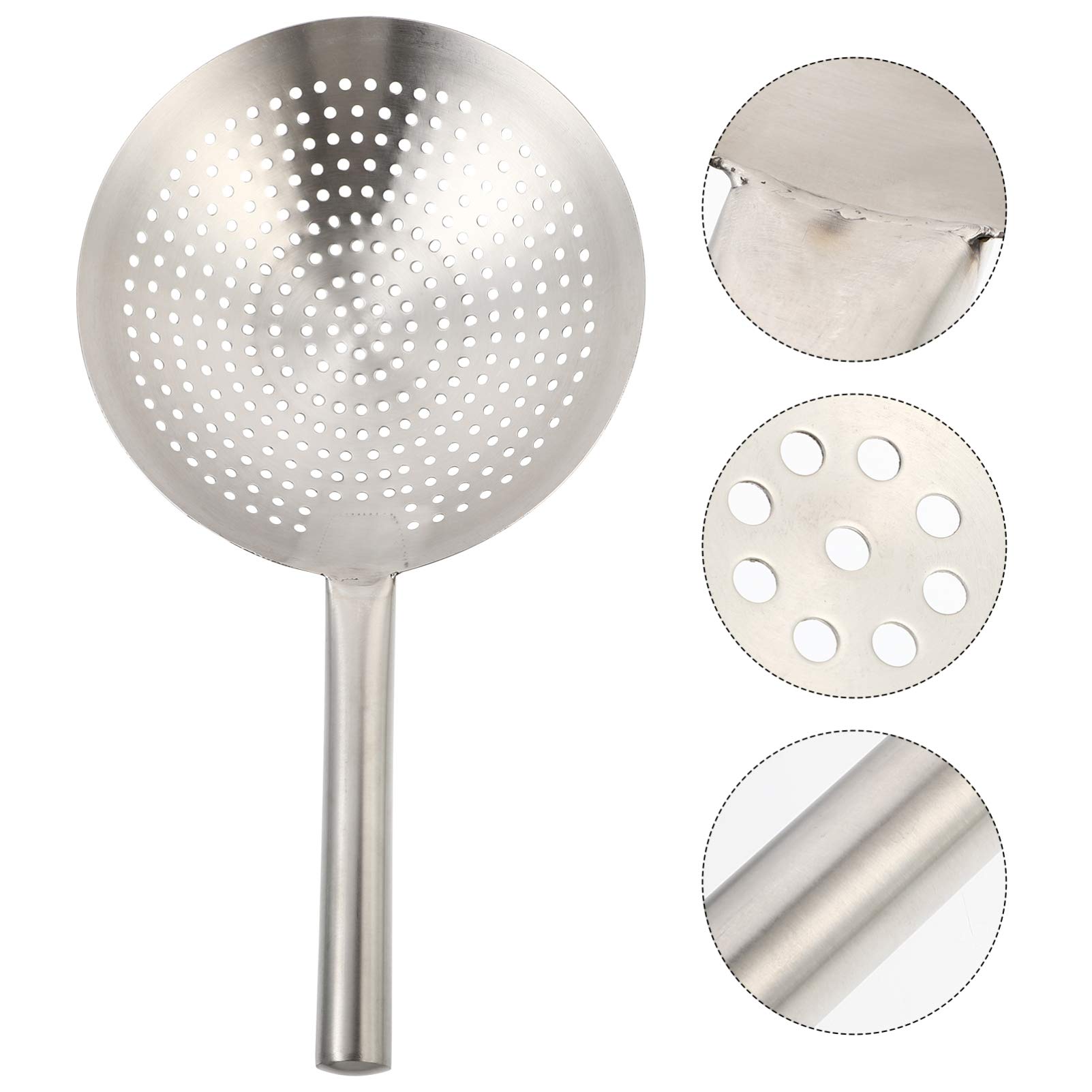 Housoutil Skimmer Küche Schaumlöffel Edelstahl Abseihlöffel Schaumkelle Ölfilter Löffel Schlitz Löffel Sieb Schöpflöffel Nudelsieb Mesh Sieb für Restaurant Hause Küche Hot Pot 28CM