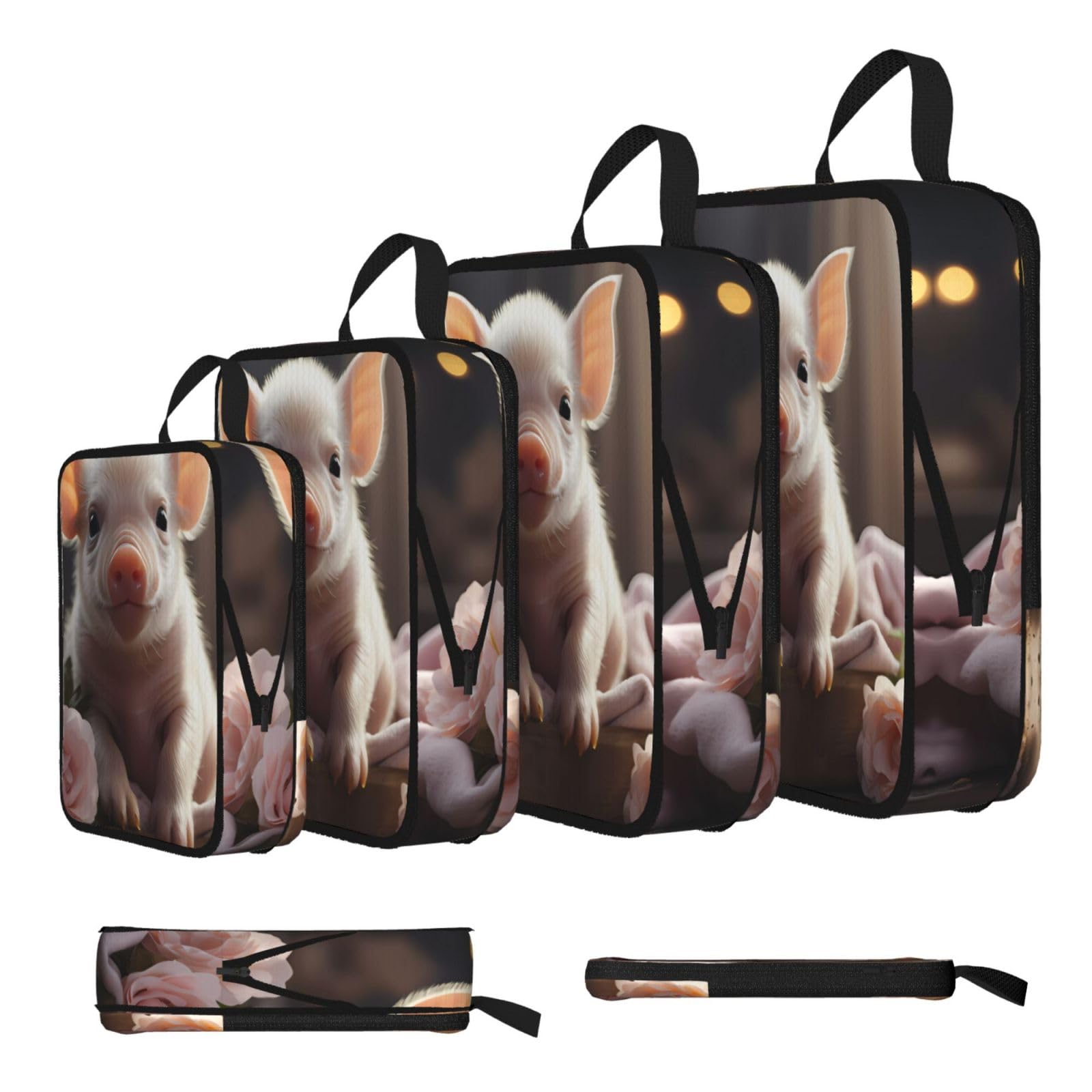 Cute young pig Compression Packing Cubes 4 Piece Set