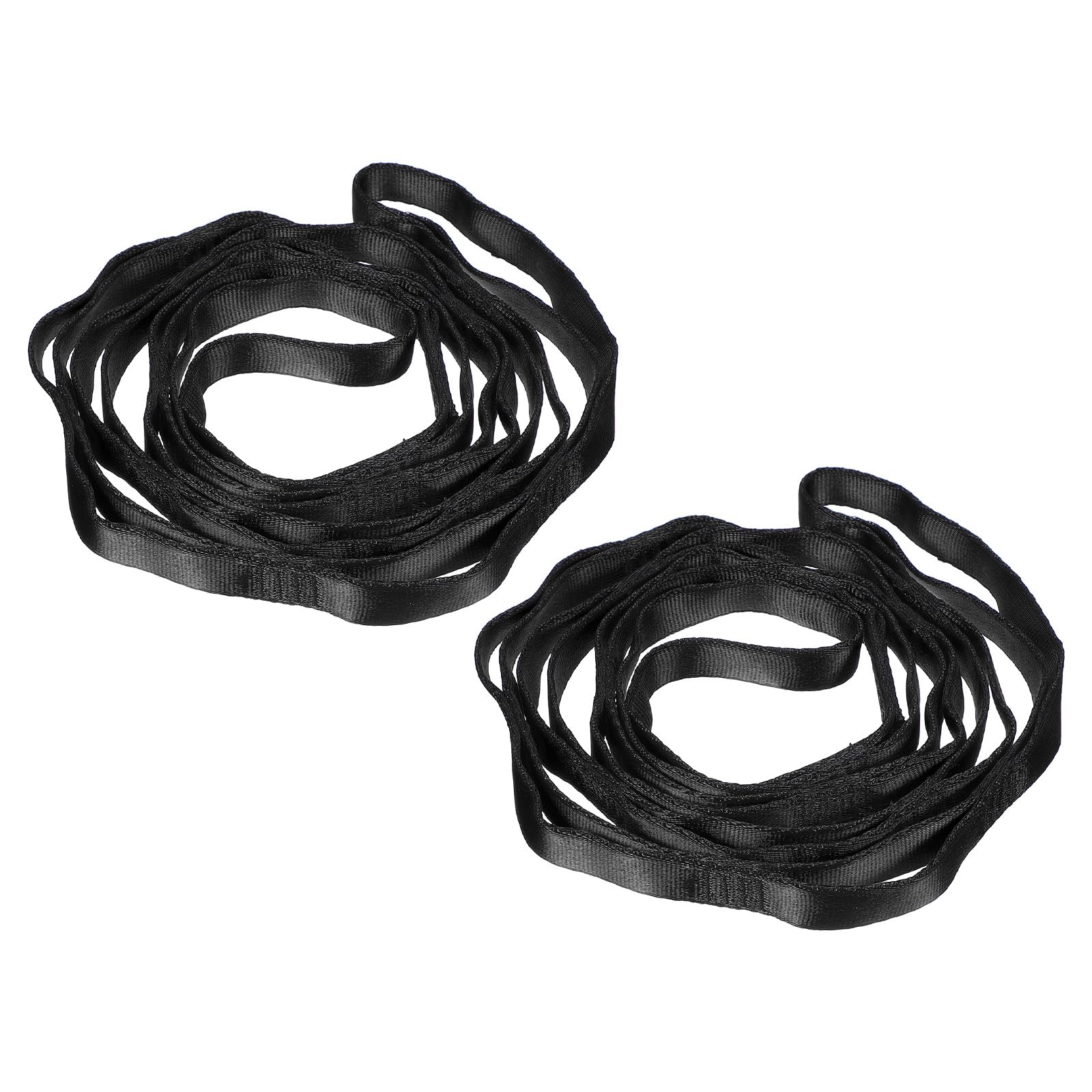 PATIKIL 22KN Adjustable Daisy Chain Yoga Extend Belt 1.8M, 2 Pcs Nylon Climbing Sling Straps for Home Workout Exercise Pilates Gymnastics, Black