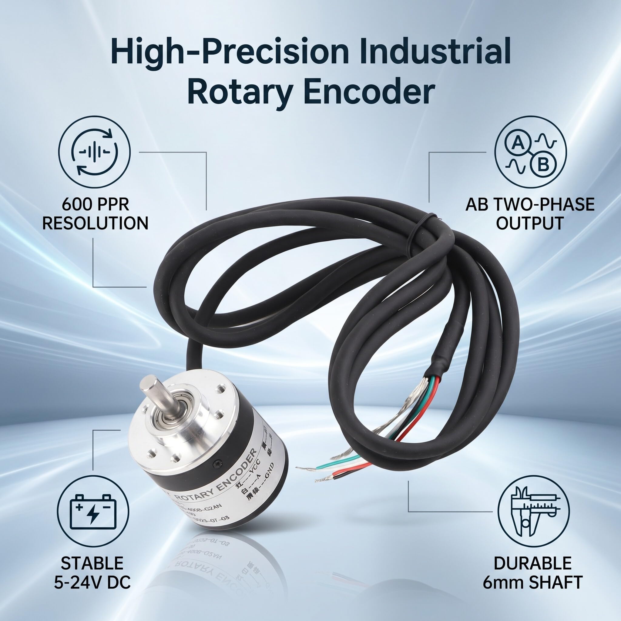 Encoder rotativo incrementale 600P/R Encoder rotativo a 2 fasi DC5-24V per il Controllo Intelligente di Varie Misure di Spostamento