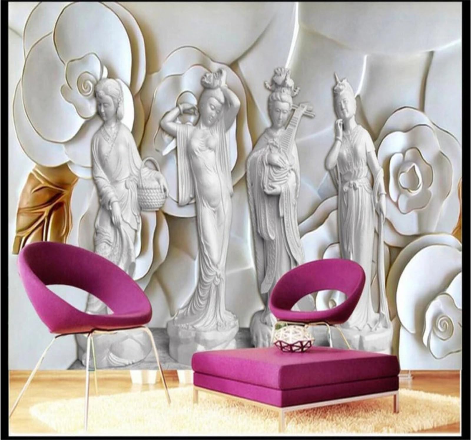Relief Three Dimensional Roses Figures Art 3D Wallpaper Easy Install Feature Office Living Room Sofa Bedroom TV Background Wall Decoration-200cm×140cm