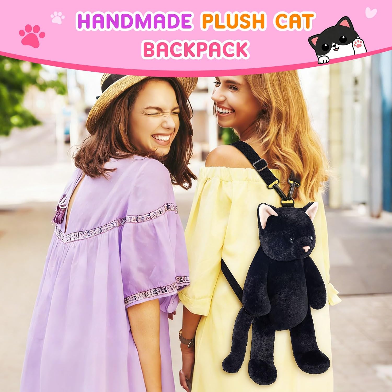 Cat Shaped Purse for Women Crossbody Bag Plush Black Funny Furry Fuzzy Shoulder Bag Cute Animal Purse(Black Cat) - Image 7
