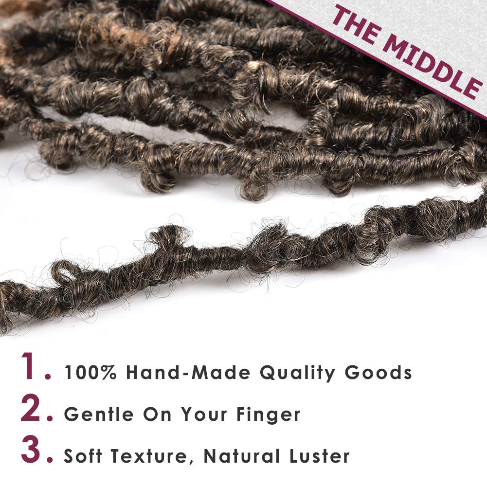 Niseyo 10 Inch Soft Butterfly Locs Crochet Hair 6 Packs Handmade Pre Looped Distressed Faux Locs Crochet Butterfly Braids (10 Inch - 6 Packs, T27)