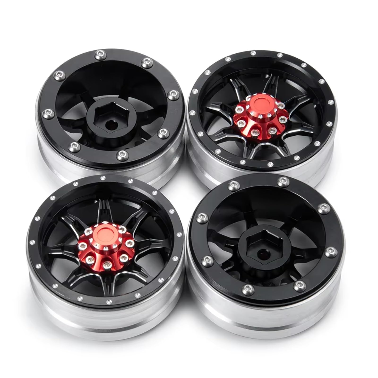 Llanta Beadlock Alumbre 1,9 para Axial para SCX10 para TRX-4 1/10 | Piezas mejoradas coches RC llantas aluminio reducen fricción fijan tornillos para facilitar montaje Repuesto