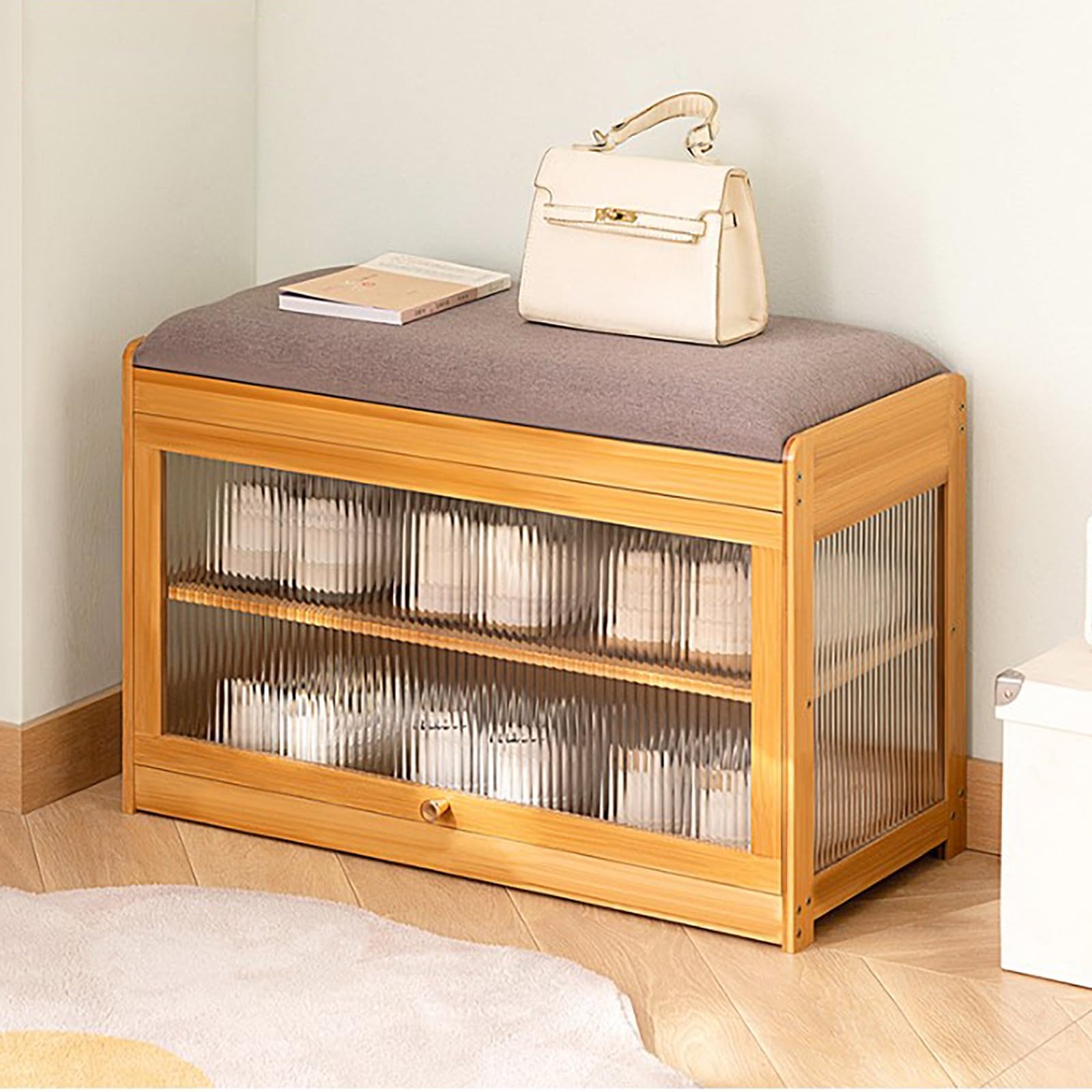 Banc de sol moderne couleur oril 70cm avec étagère à chaussures