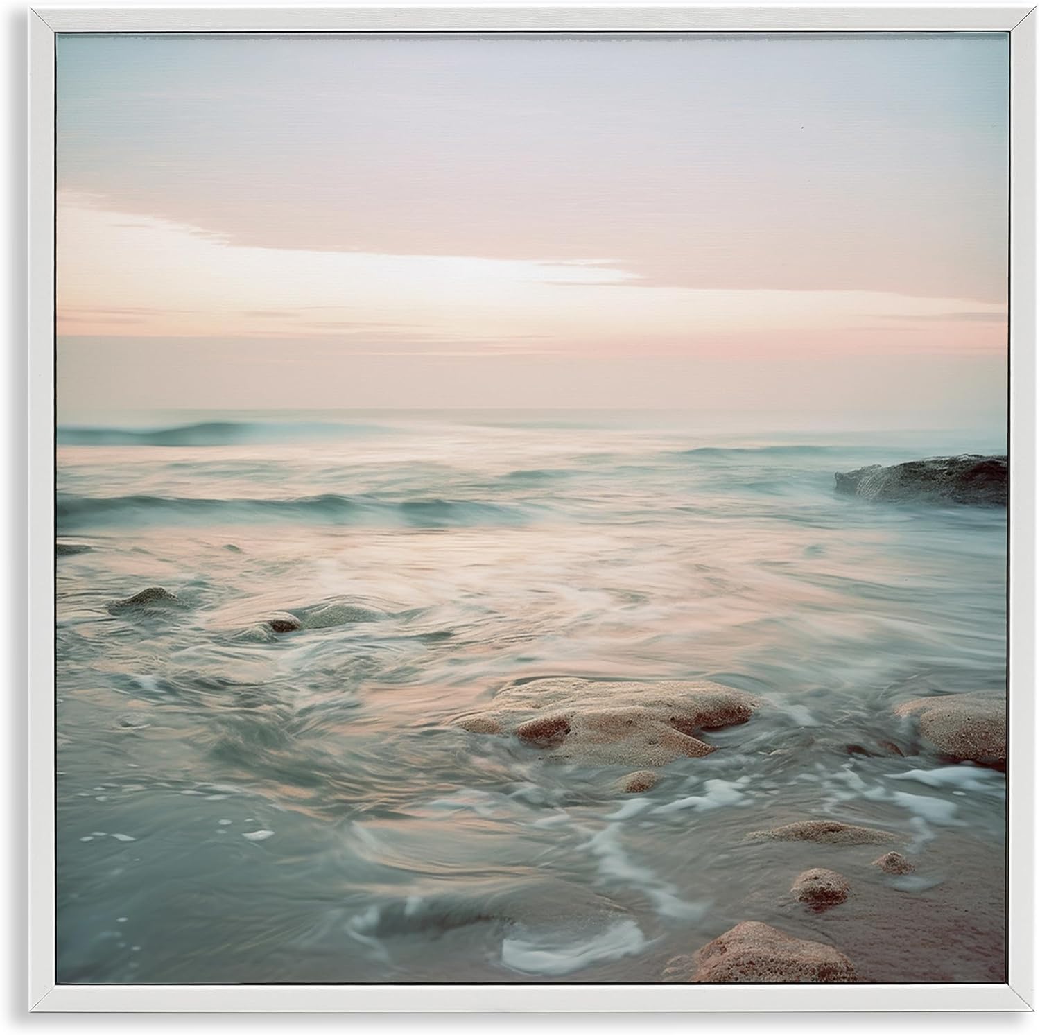 Stupell Industries Seabreeze Melodies Beach White Framed Giclee Art design by Lazar Studio, 17 x 17