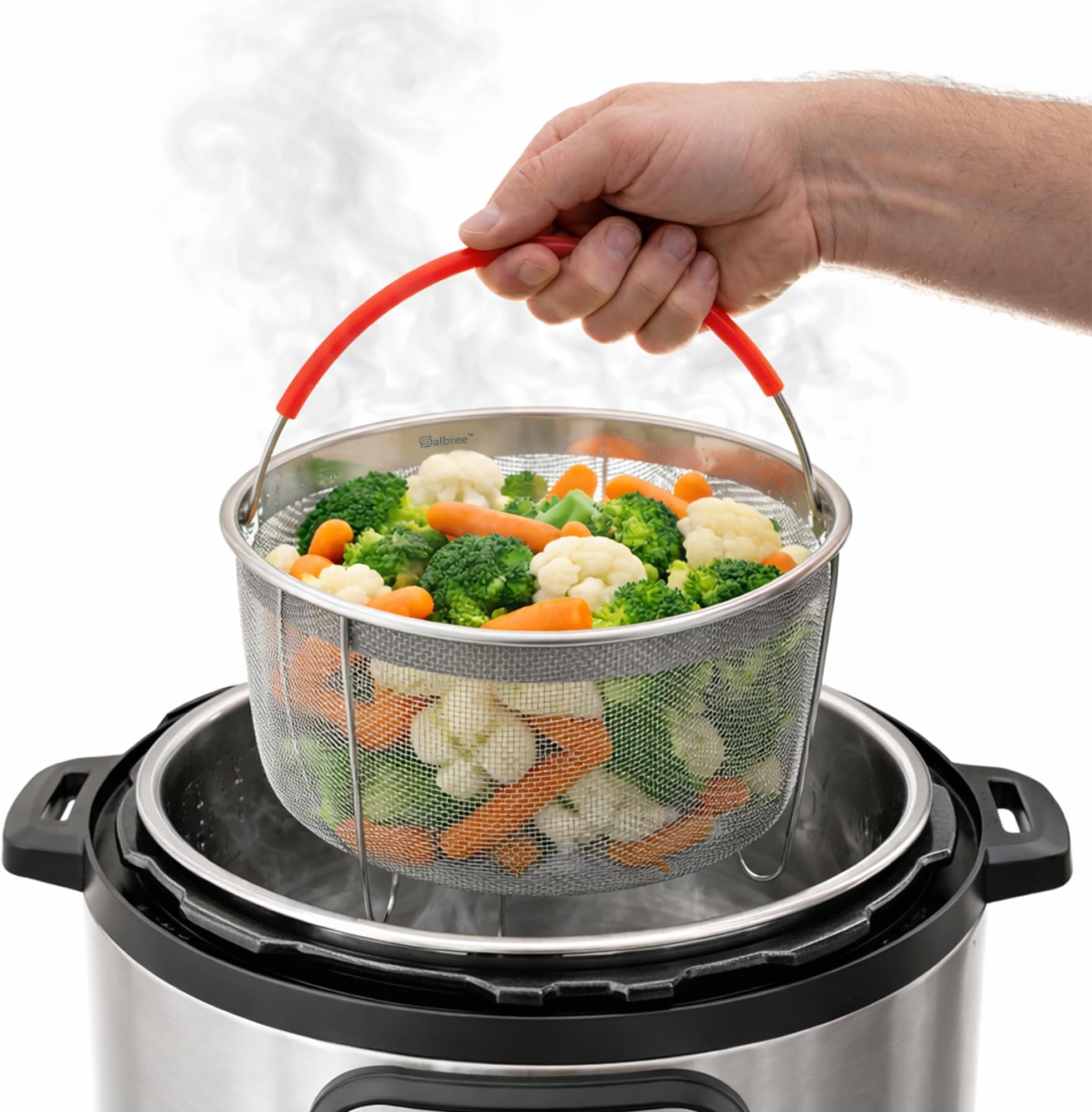 Salbree Original Steamer Basket for 6 quart Instant Pot Accessories, Stainless Steel Strainer and Insert fits IP Insta Pot, Instapot 6 qt, Other Pressure Cookers & Pots, with Handle [3qt 8qt avail]