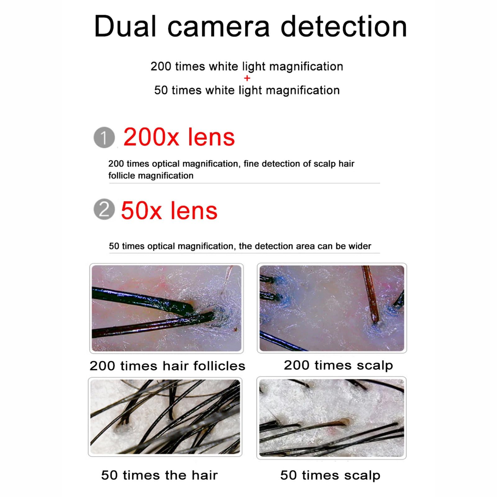 Detector de cuero cabelludo LCD de 10 pulgadas, analizador Digital de piel y cabello, microscopio para pruebas de folículos pilosos y análisis de piel, lupa 50/200X