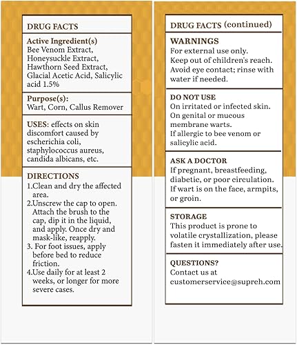 Miniatura 8 de SupreH Eliminador de verrugas de veneno de abeja de acción rápida Congelación de verrugas con ácido salicílico y crema de veneno de abeja -