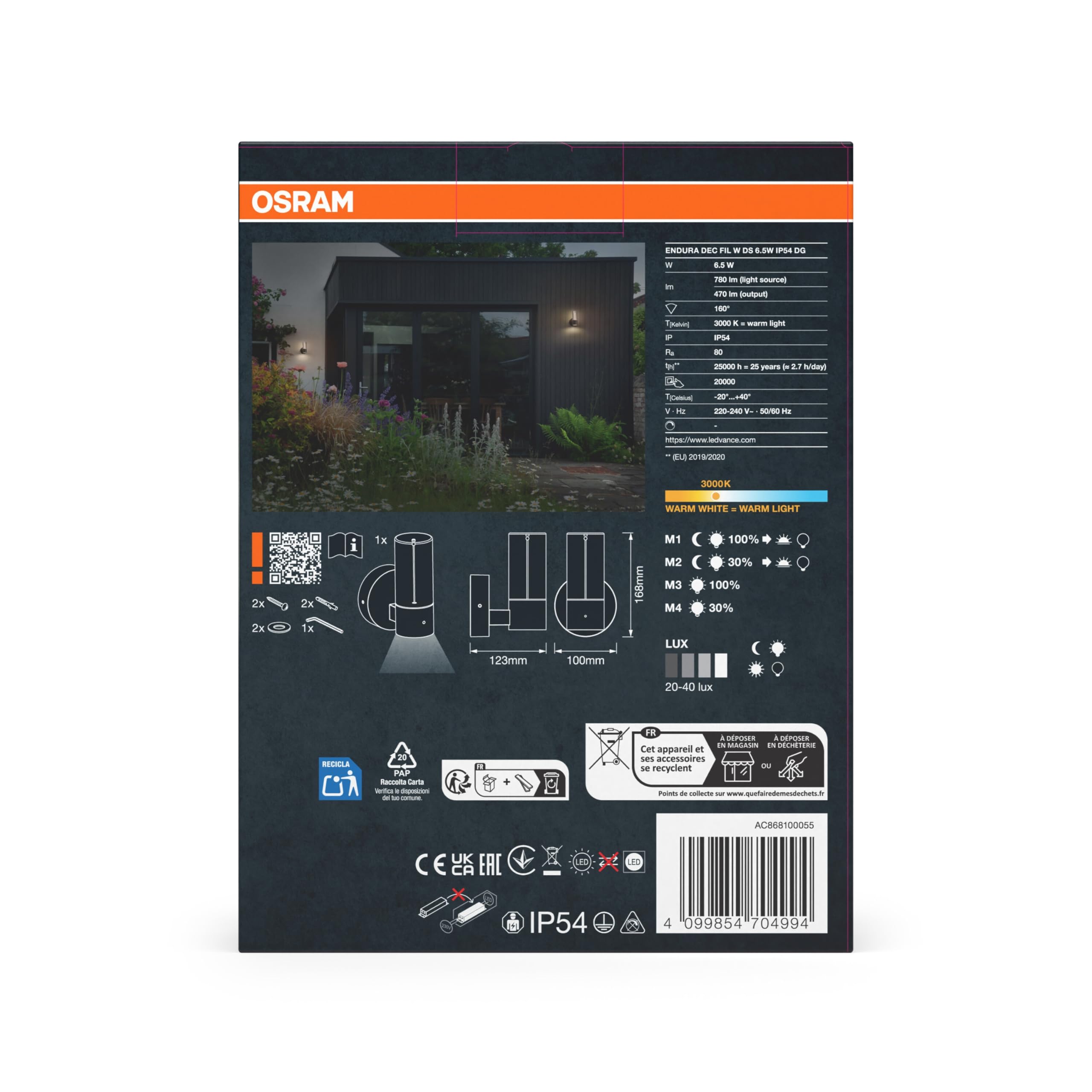 OSRAM ENDURA DECOR Filament Lampa Ścienna 6.5W Antracyt