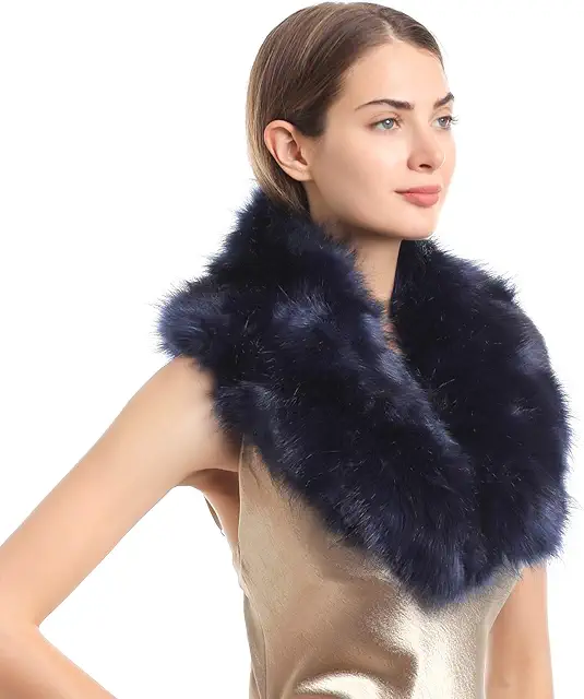 Bufanda de Piel de Zorro Falso para Mujer - Cuello de Pelo Sintético Invernal