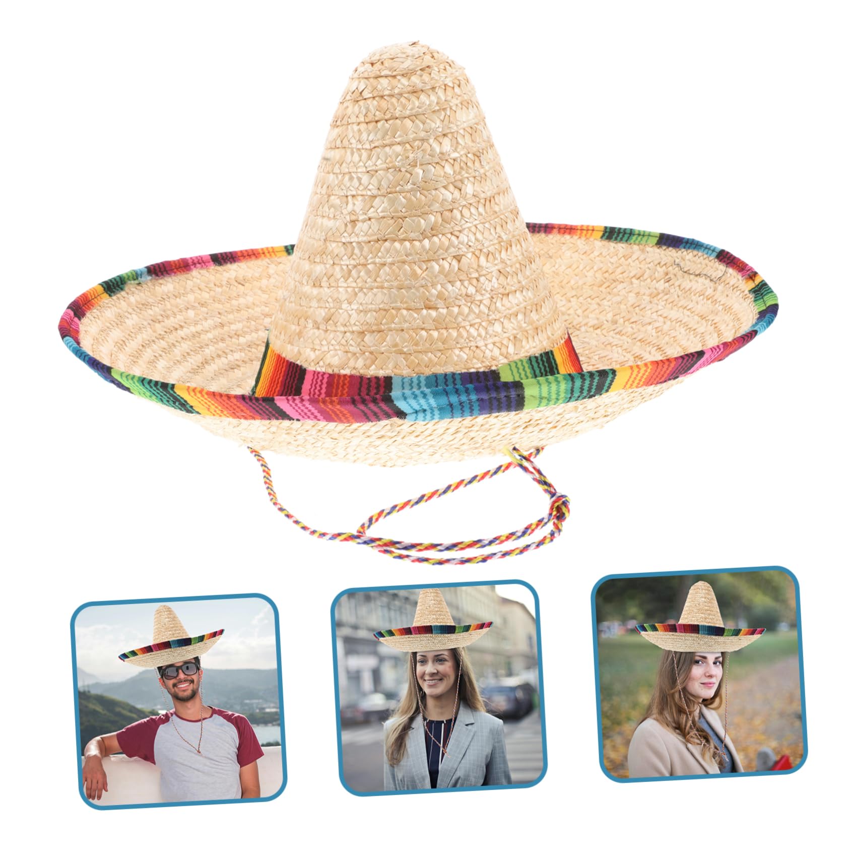 Sombrero Mexicano Beige de con Adorno para Adultos y Accesorio de Fiesta de Disfraz para Celebraciones al Aire