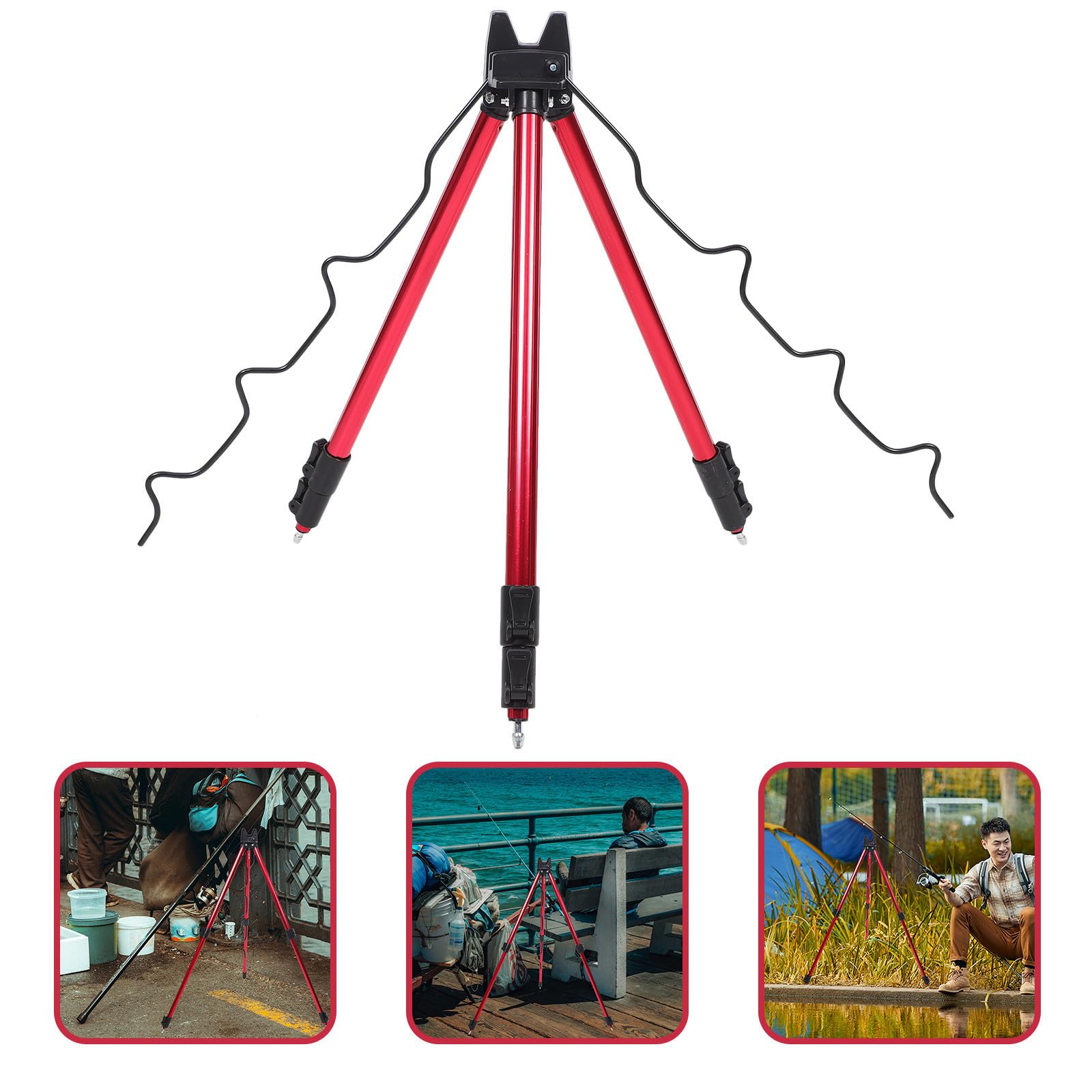 Supporto di Pesca da Telescopico in Canna per Treppiede Lega Alluminio | Canna da Mare e Canna a Mano, Leggero e Portatile, Facile da Montare e Smontare