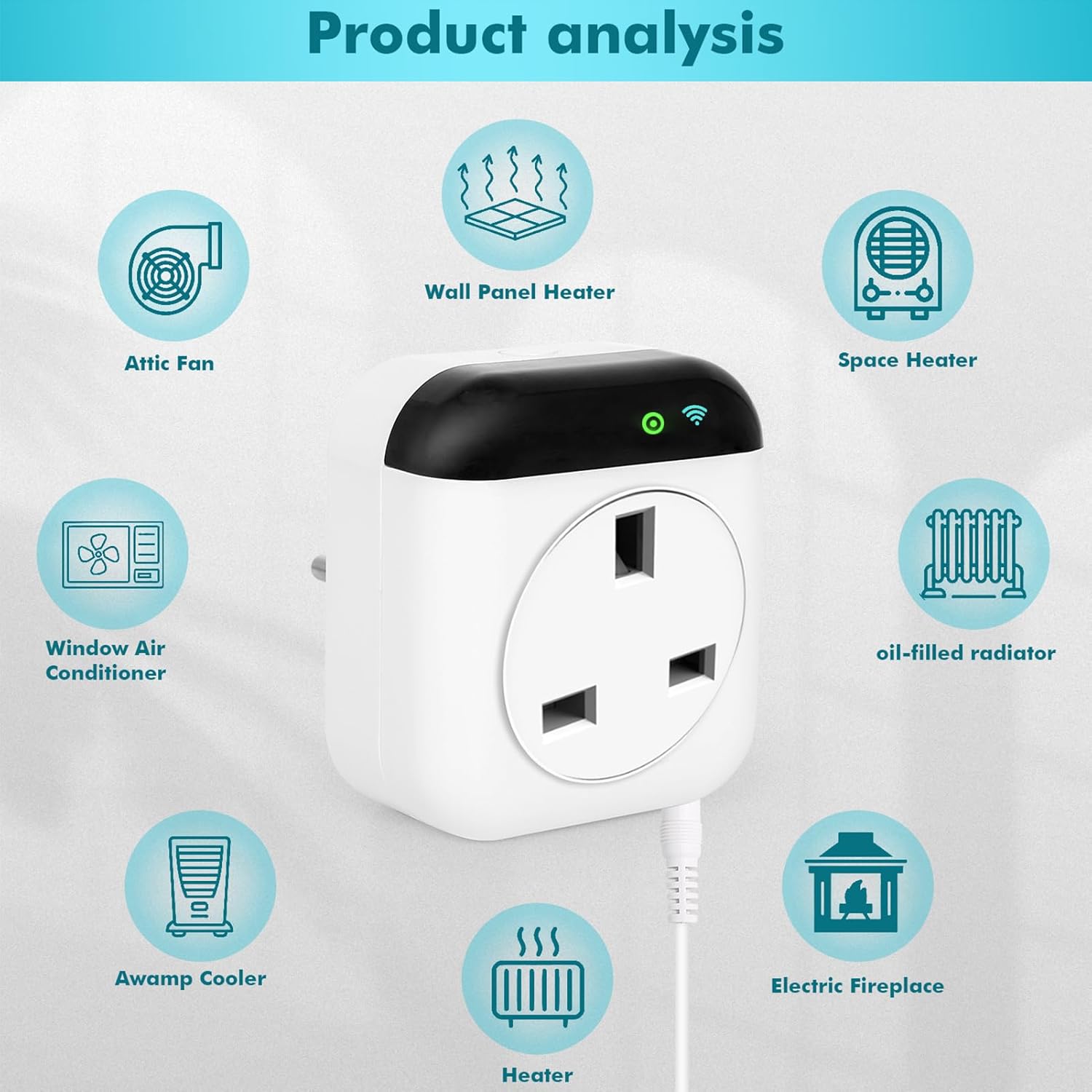 Jadeshay Thermostat,Wireless Programmable Smart WLAN Thermostat Plug Socket Temperature Controller Support APP & Voice Remote Control Electrical Switch Timer with Sensor Probe 230V 4 71Q4adrMHZL. AC SL1500