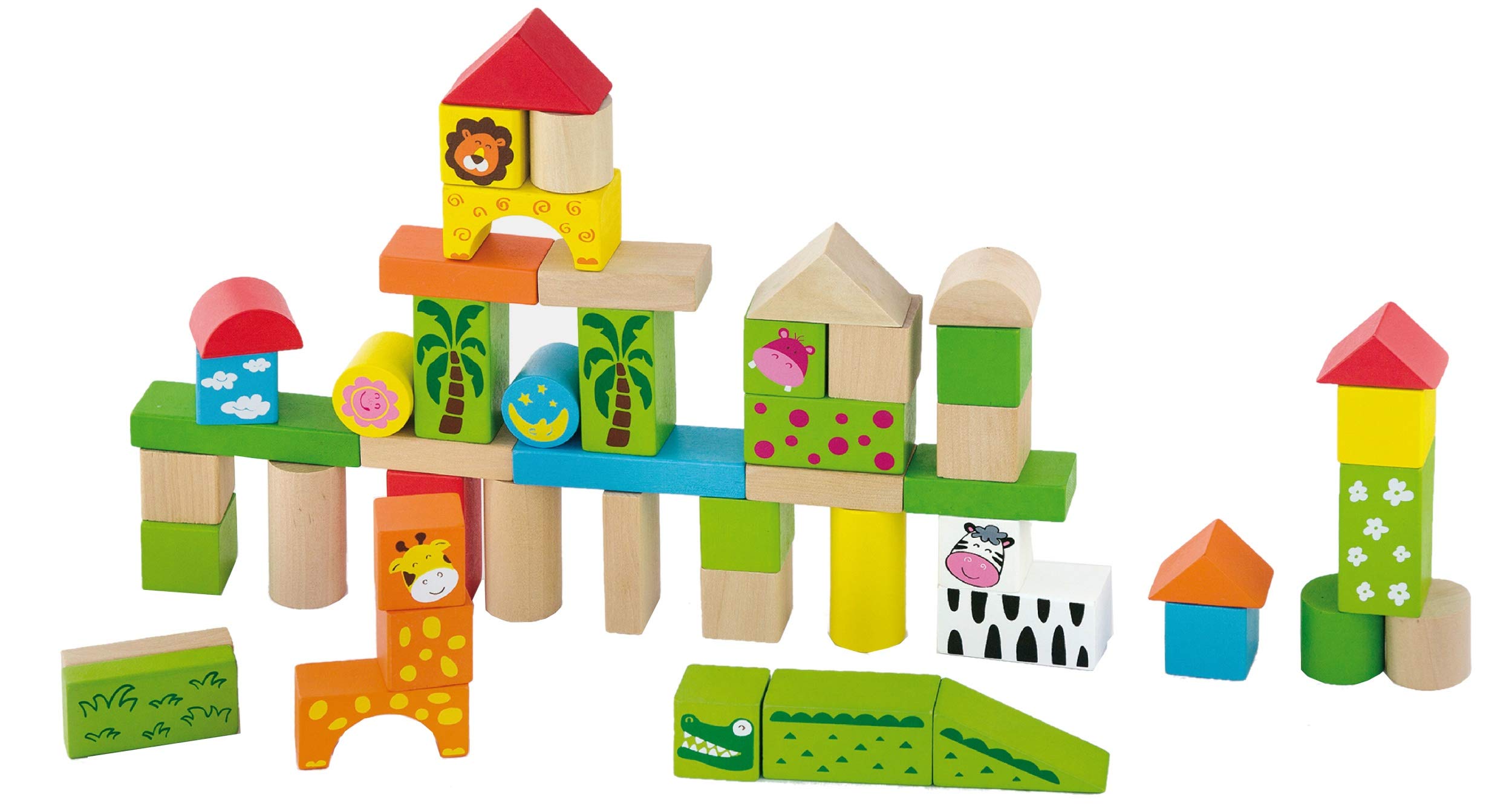 Toys - 50286 - Building Blocks In A Drum - Zoo - 50 Pcs.