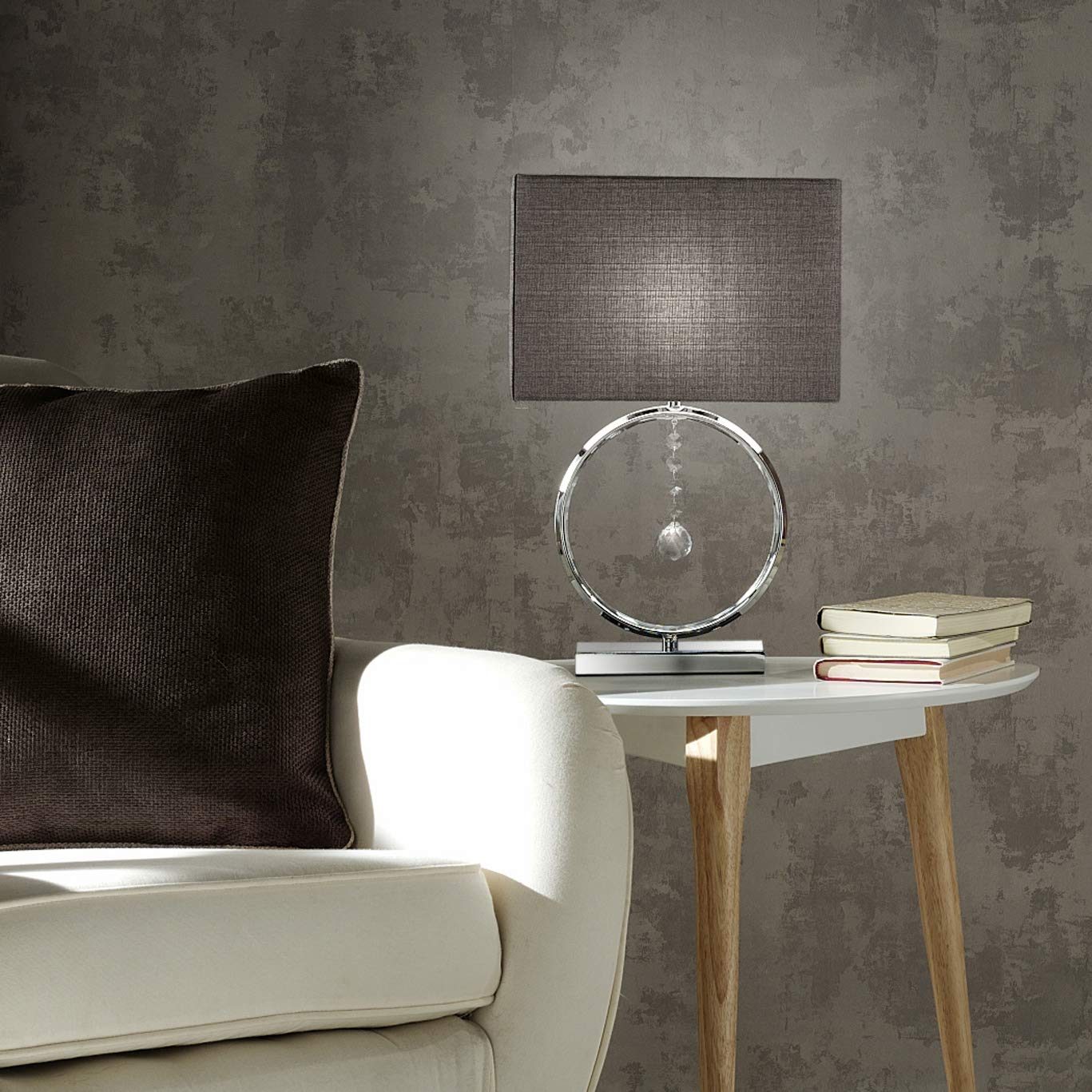 K Living  Silver Chrome Table Lamp With Crystal Pendant And Shade, Sports Direct
